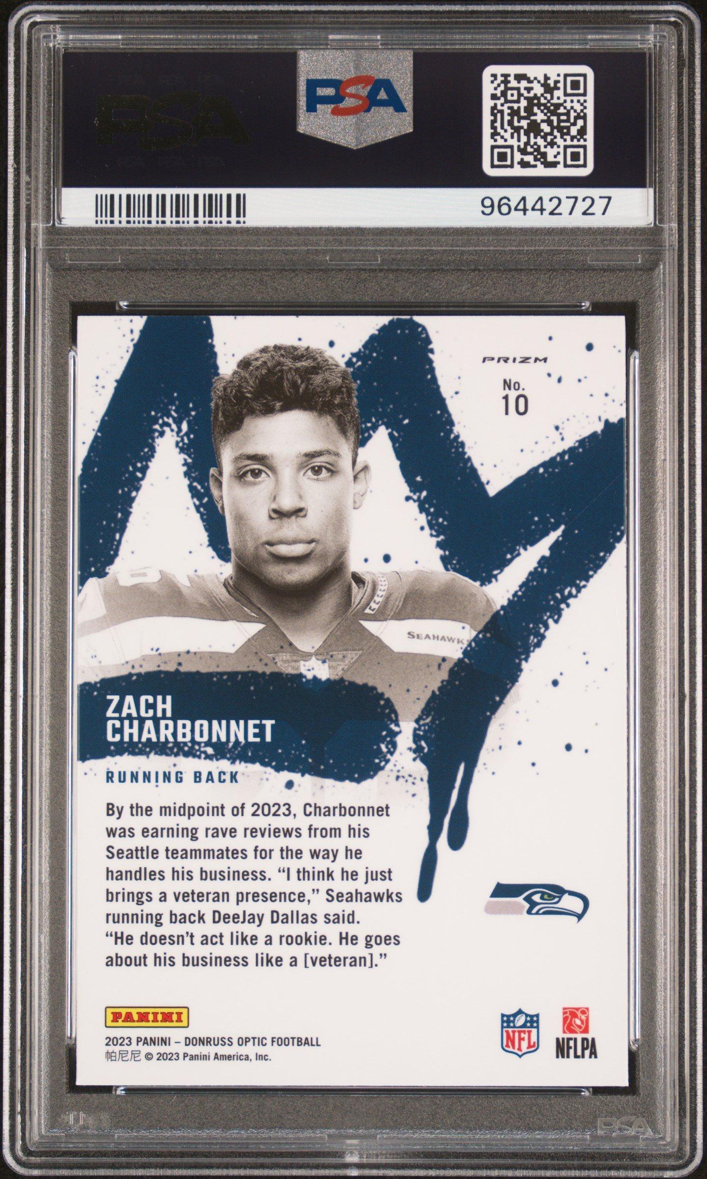 2023 Panini Donruss Optic Rookie Kings 10 Zach Charbonnet PSA 10