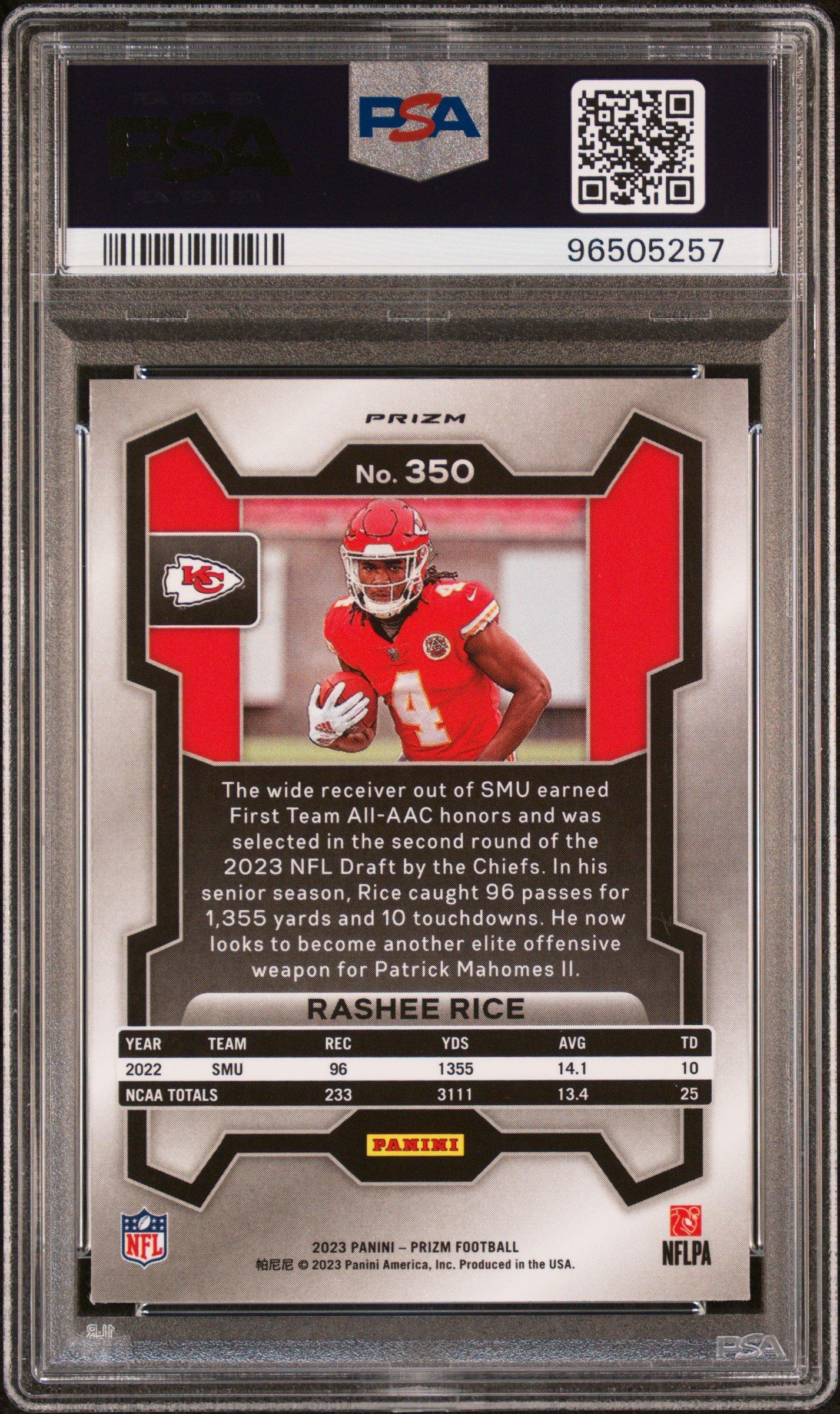 2023 Panini Prizm 350 Rashee Rice Red/white/blue Prizm PSA 10