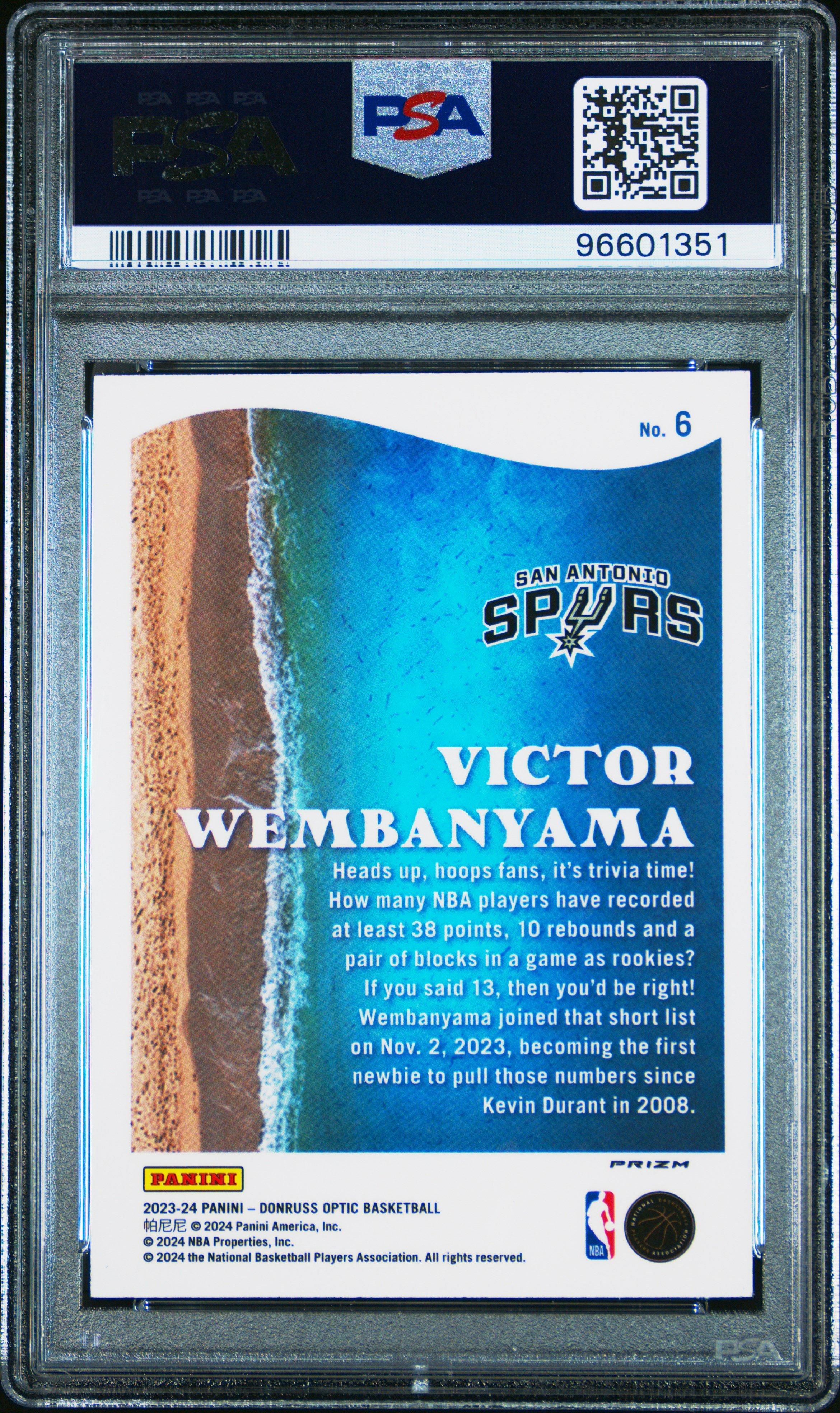 2023 Panini Donruss Optic Splash 6 Victor Wembanyama Holo PSA 10