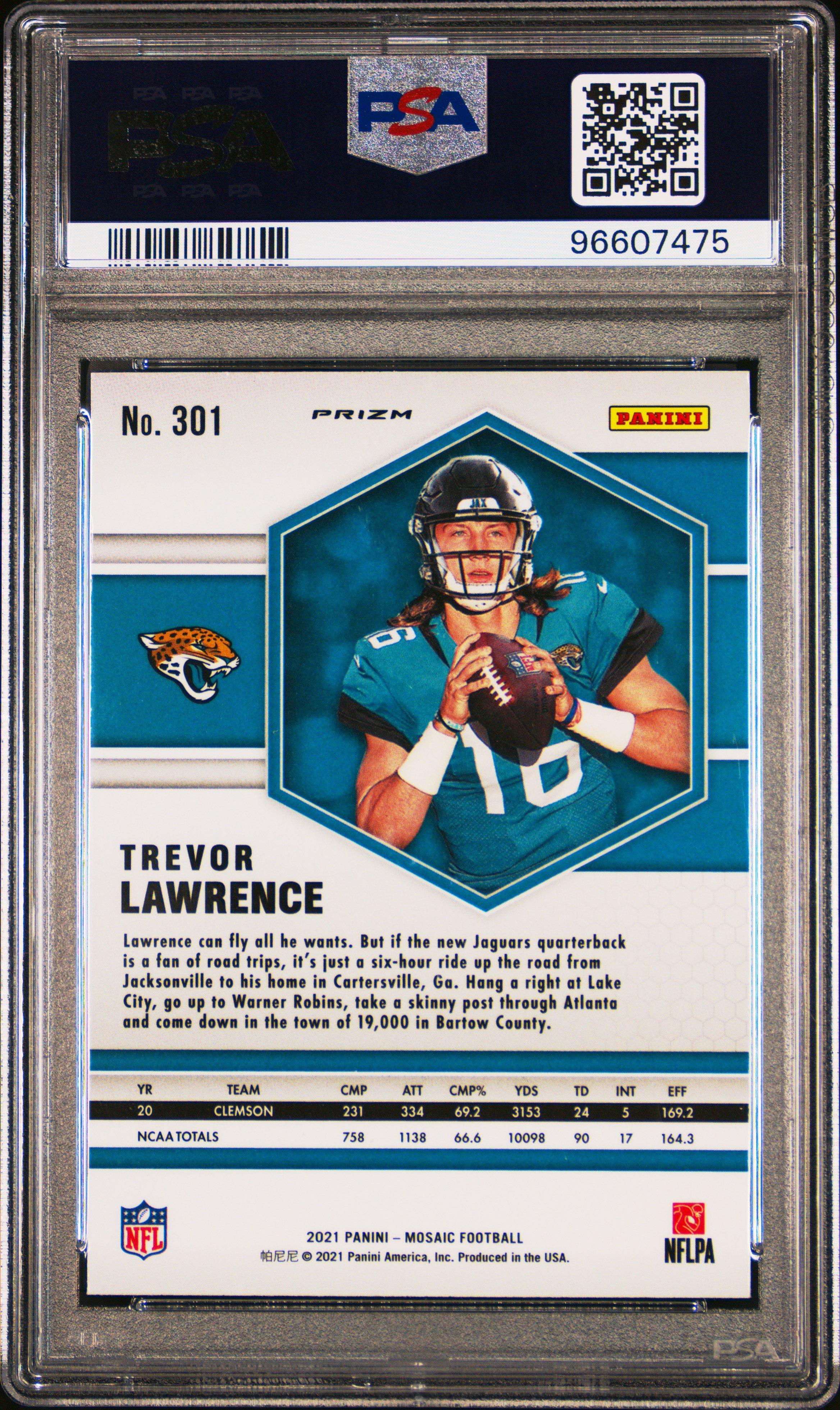 2021 Panini Mosaic 301 Trevor Lawrence Camo Pink PSA 10