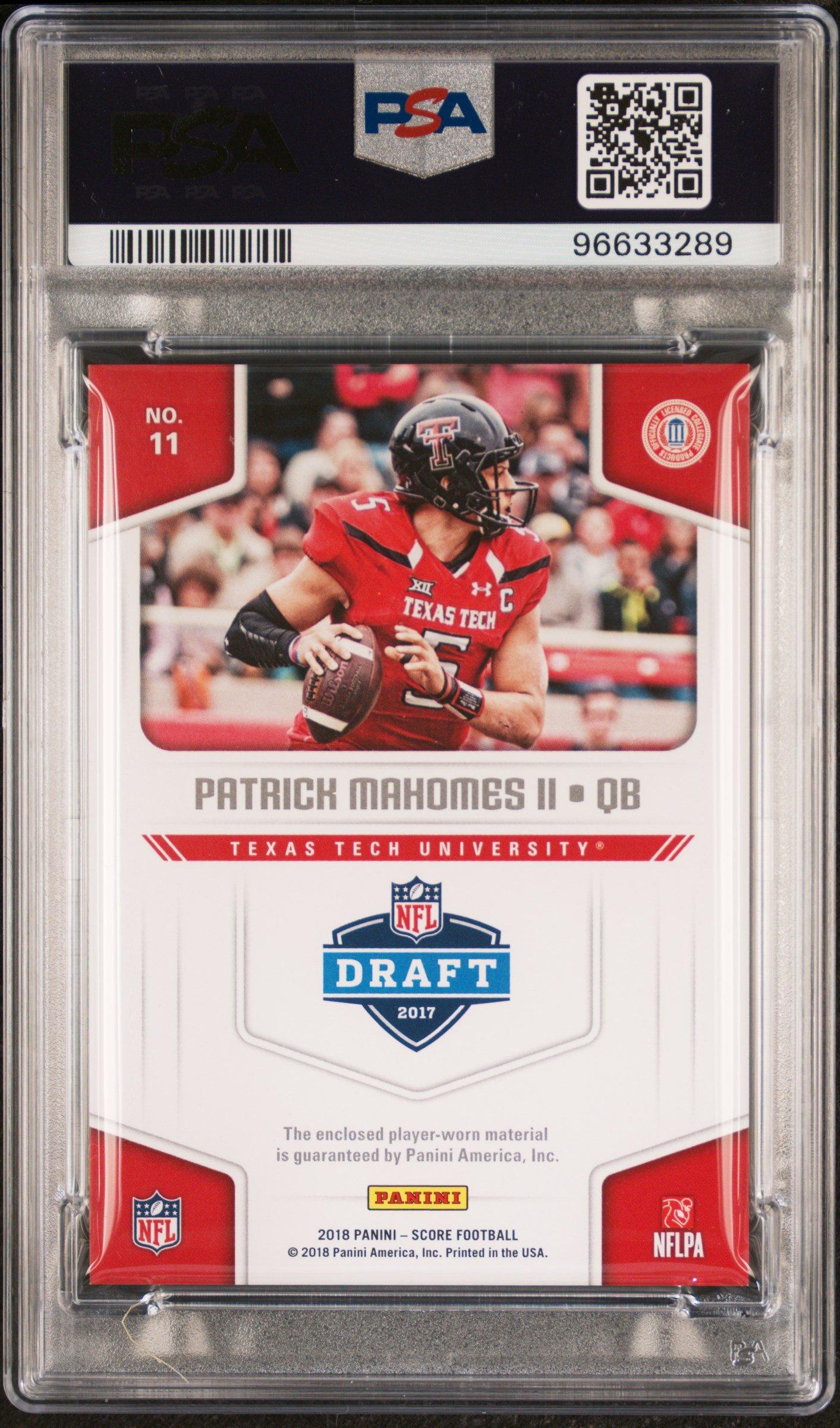 2018 Panini Score Collegiate Jerseys 11 Patrick Mahomes Ii PSA 10