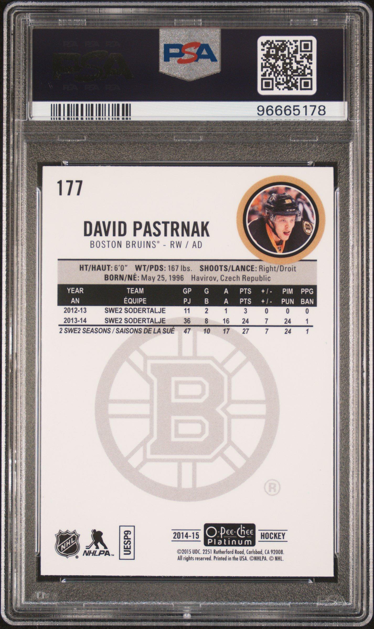 2014 O-pee-chee Platinum 177 David Pastrnak PSA 10