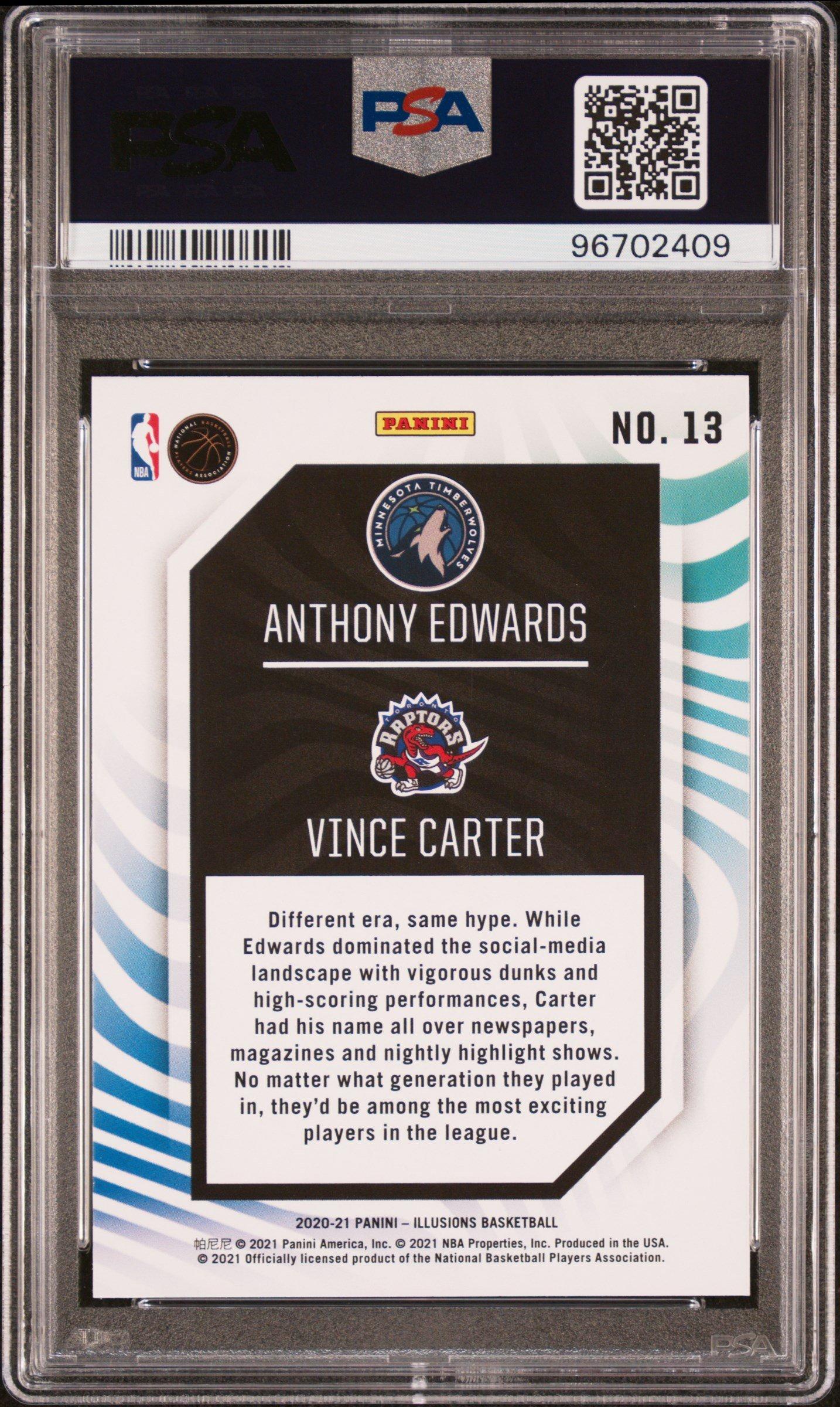 2020 Panini Illusions Rookie Reflections 13 Vince Carter\anthony Edwards PSA 9