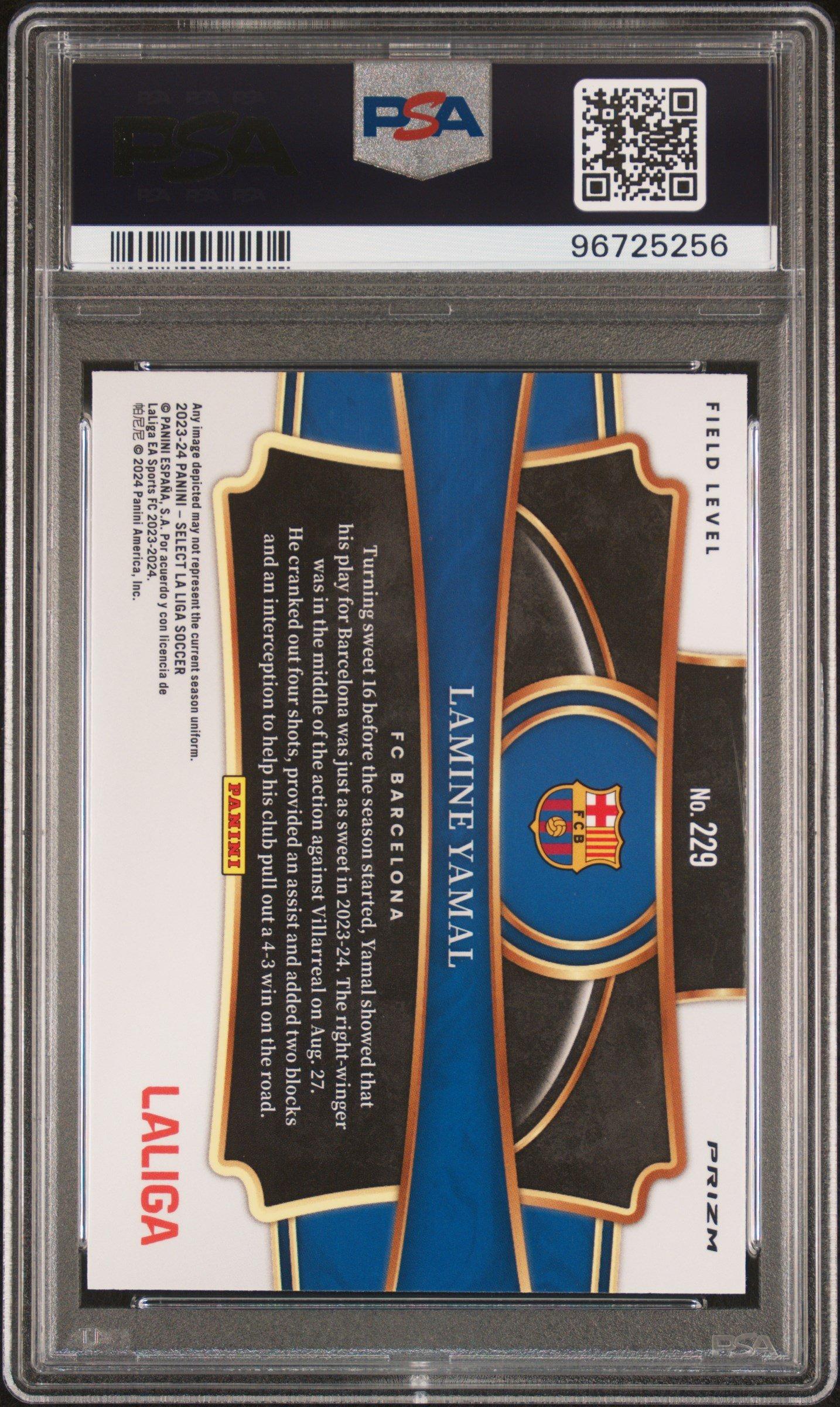 2023-24 Panini Select La Liga 229 Lamine Yamal Blue PSA 10