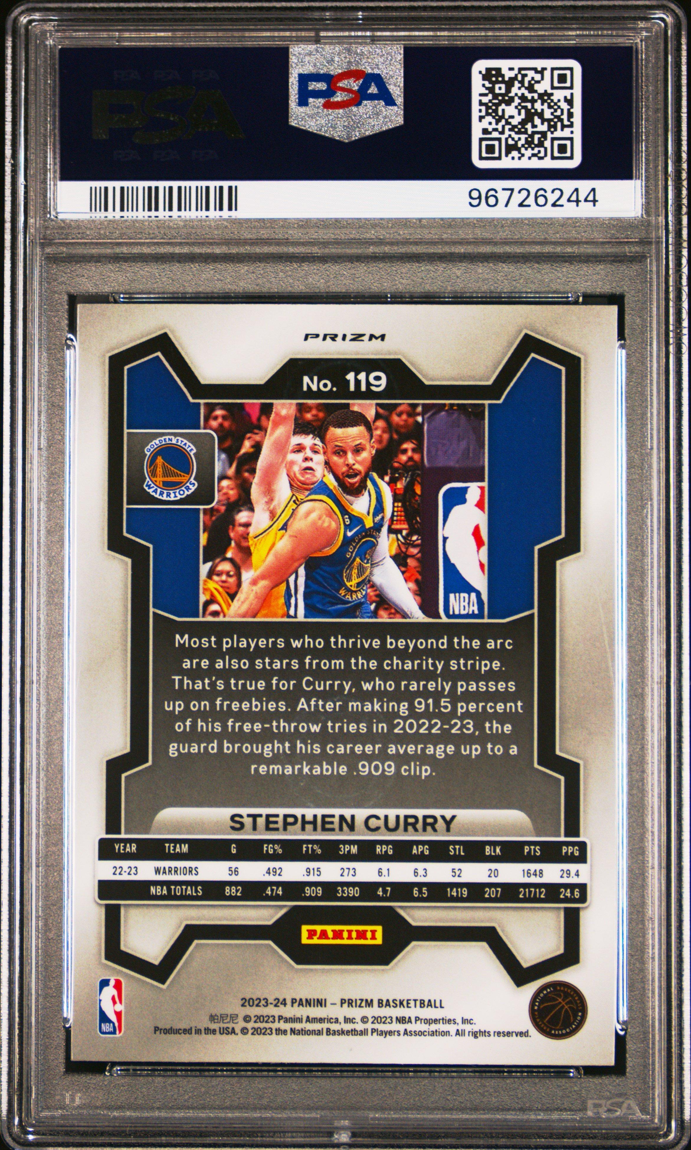 2023 Panini Prizm 119 Stephen Curry Red Ice PSA 10