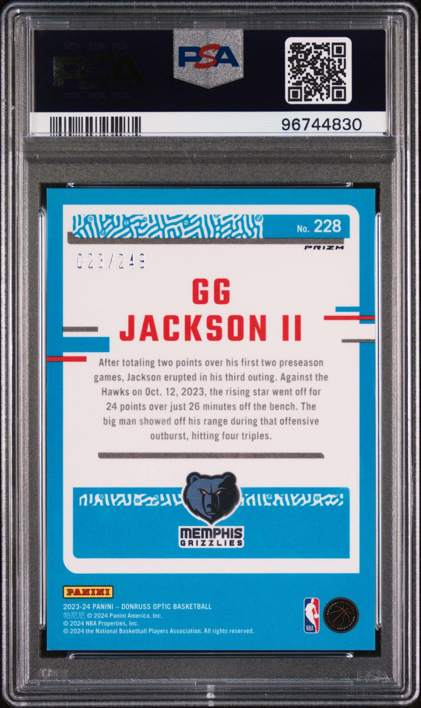 2023 Panini Donruss Optic 228 Gg Jackson Ii Aqua PSA 10