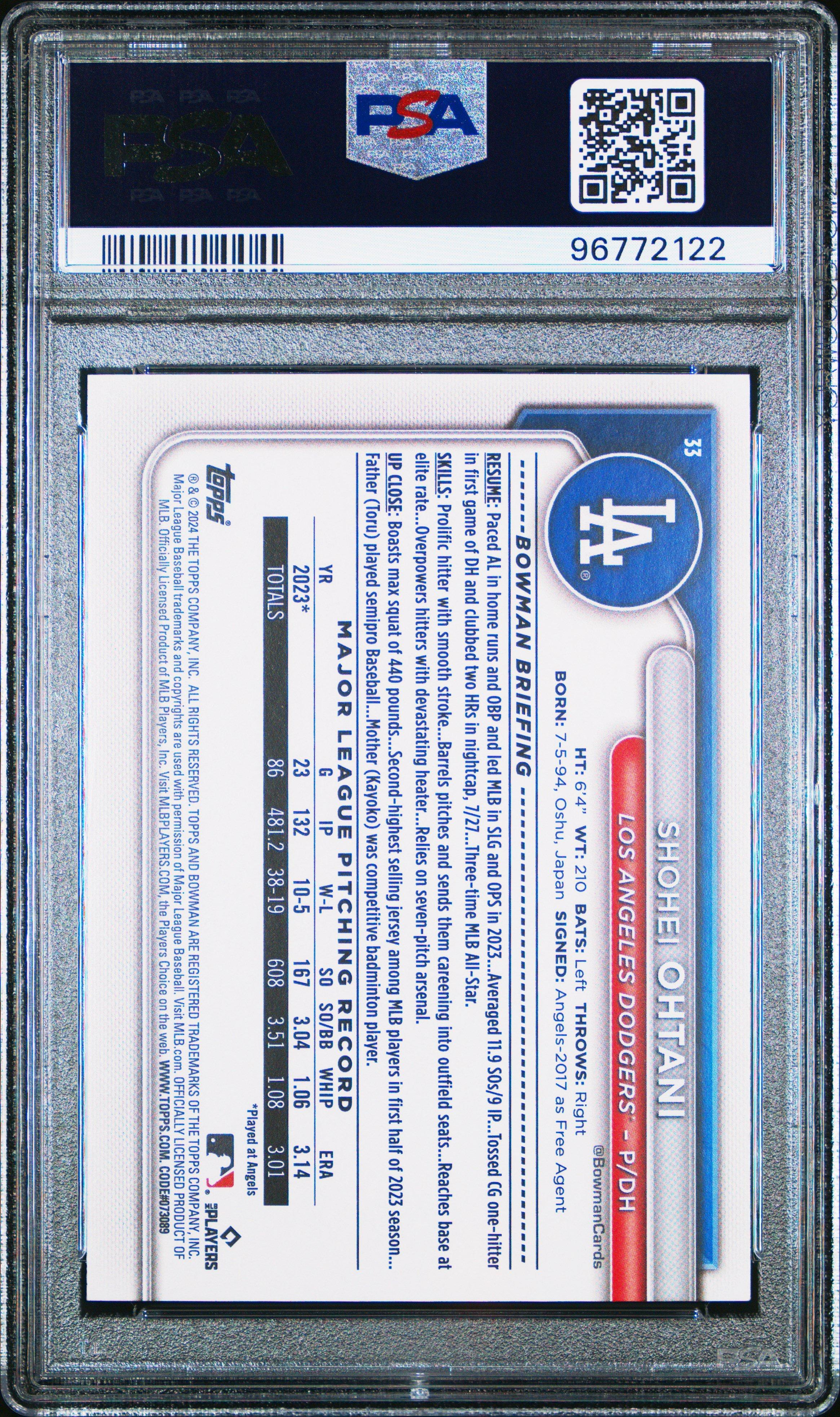 2024 Bowman 33 Shohei Ohtani PSA 10