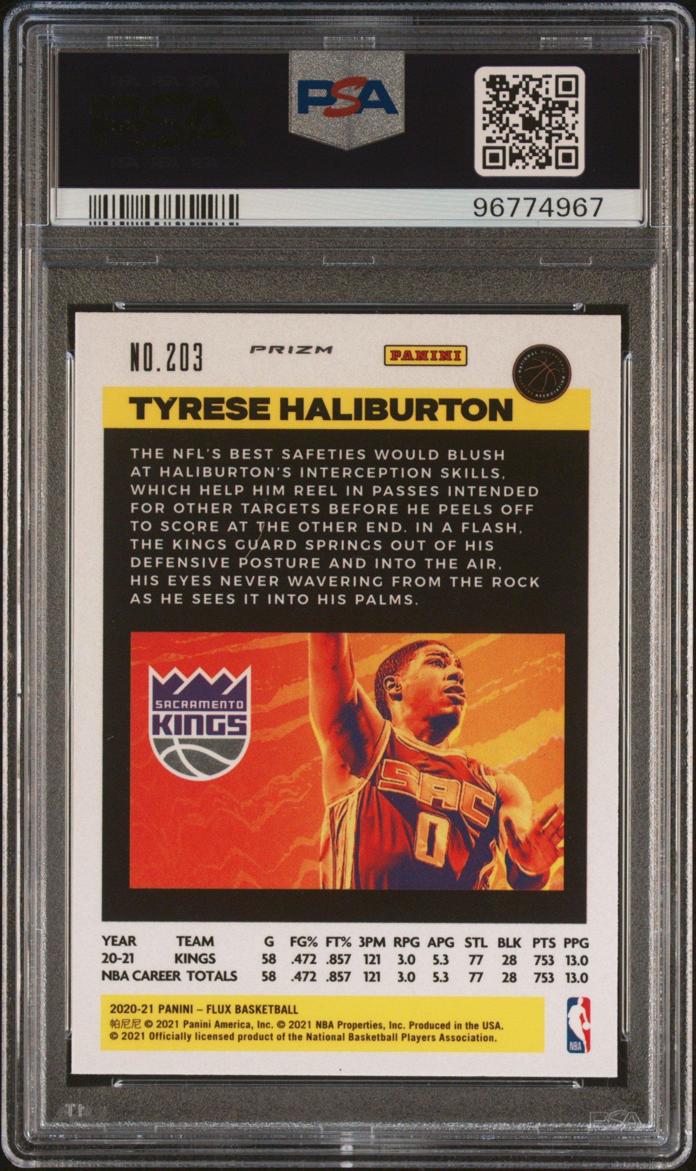 2020 Panini Flux 203 Tyrese Haliburton Light Blue PSA 10