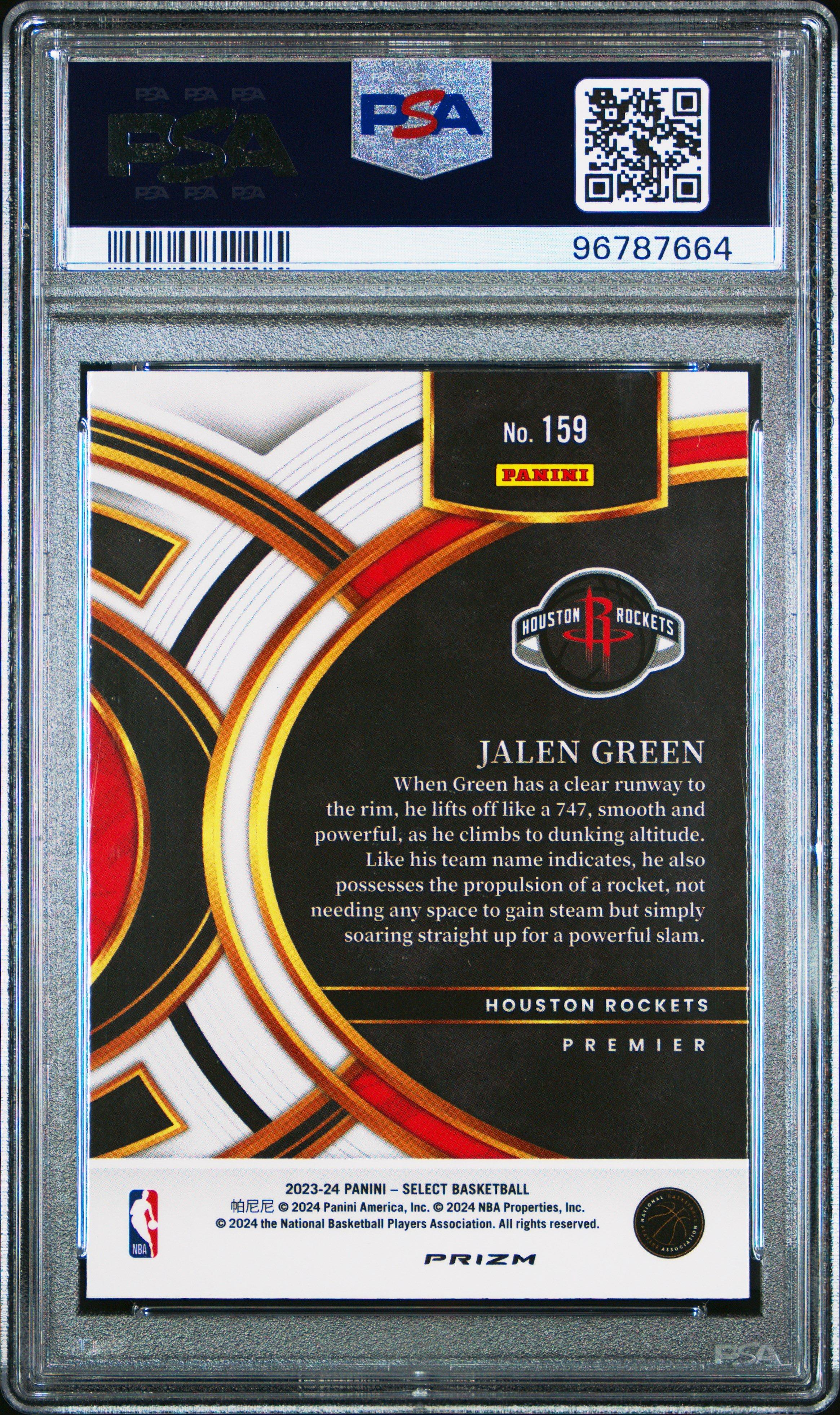 2023 Panini Select 159 Jalen Green Zebra Prizm PSA 10