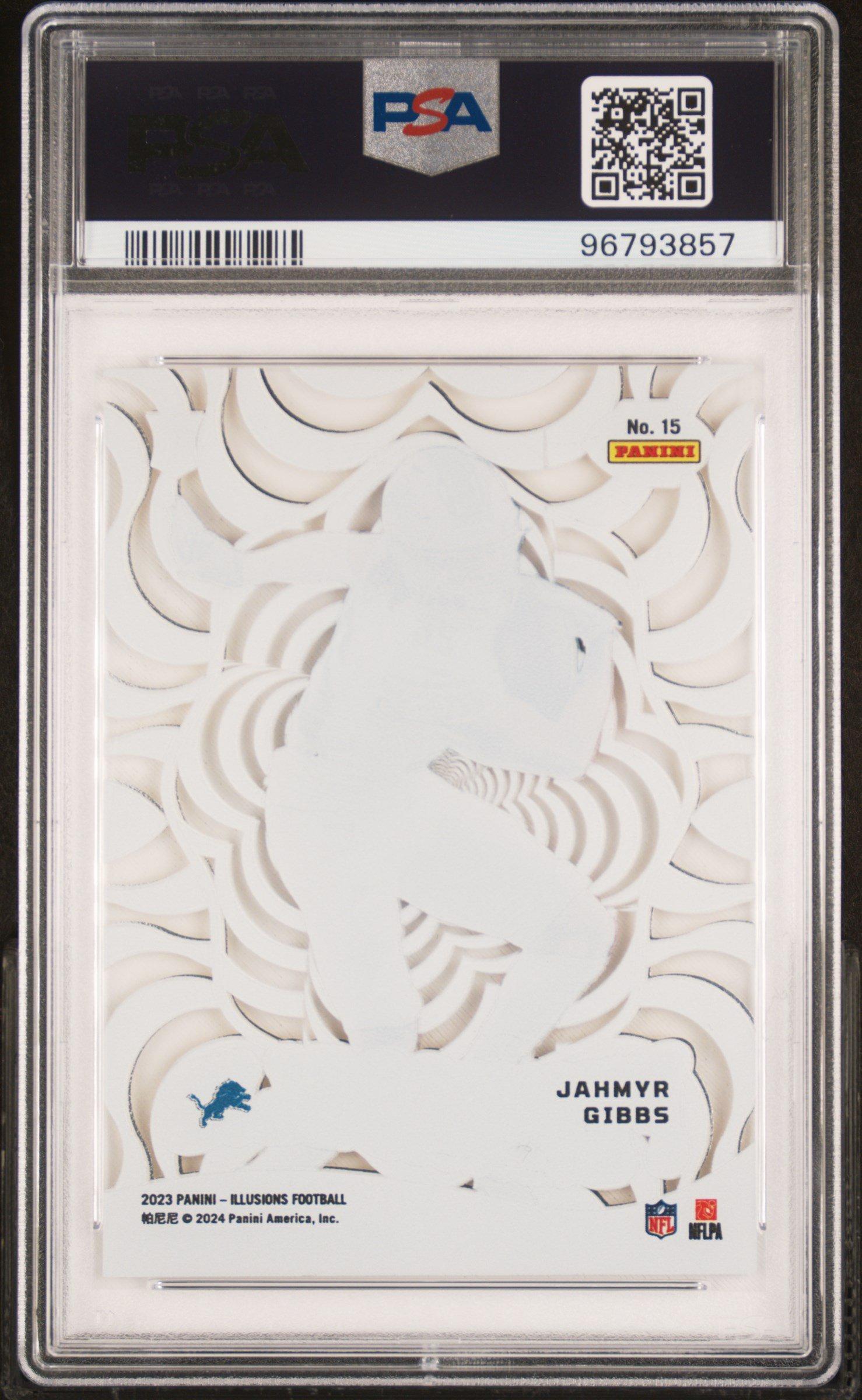 2023 Panini Illusions Funkadelic 15 Jahmyr Gibbs PSA 10
