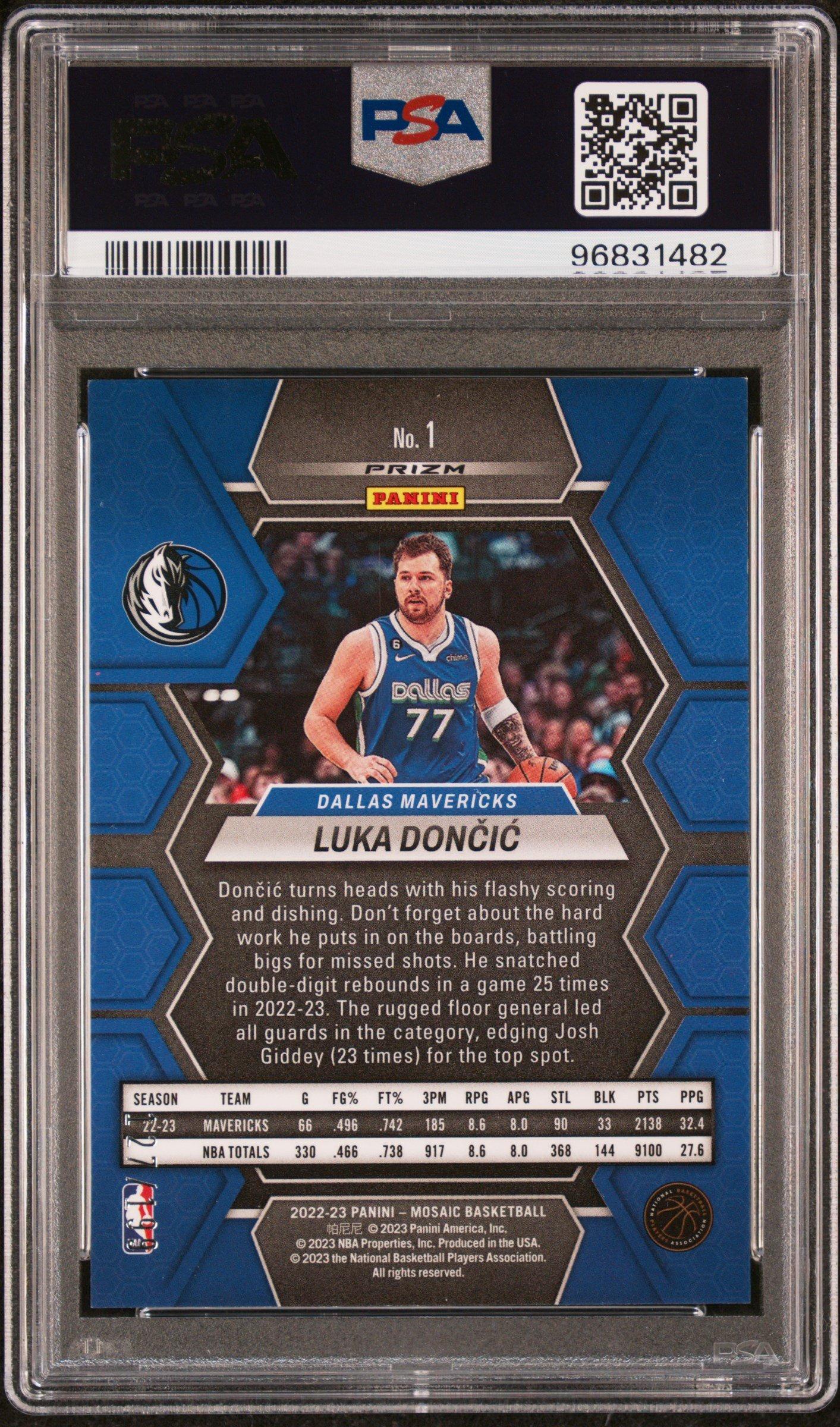 2022 Panini Mosaic 1 Luka Doncic Blue PSA 9
