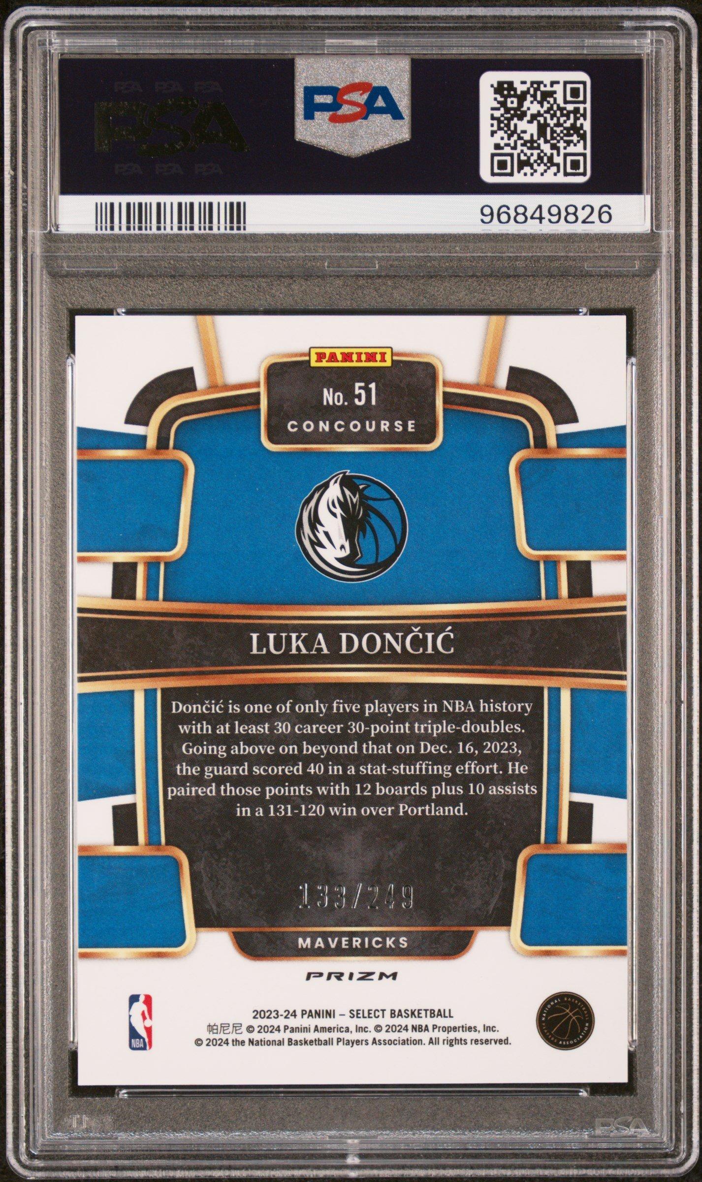2023 Panini Select 51 Luka Doncic Blue Scope PSA 10