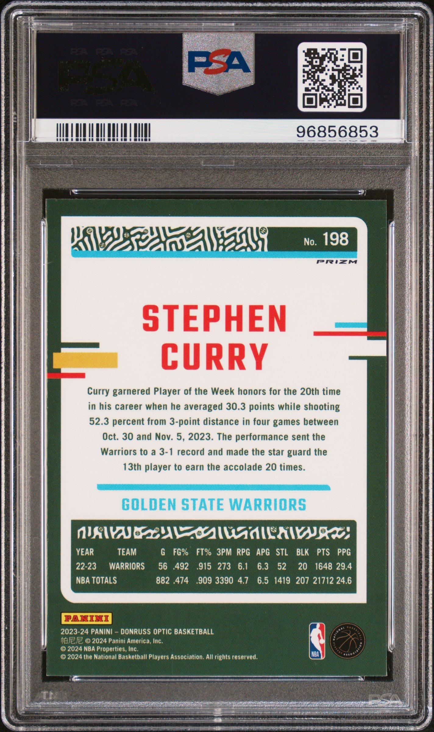 2023 Panini Donruss Optic 198 Stephen Curry Photon PSA 10