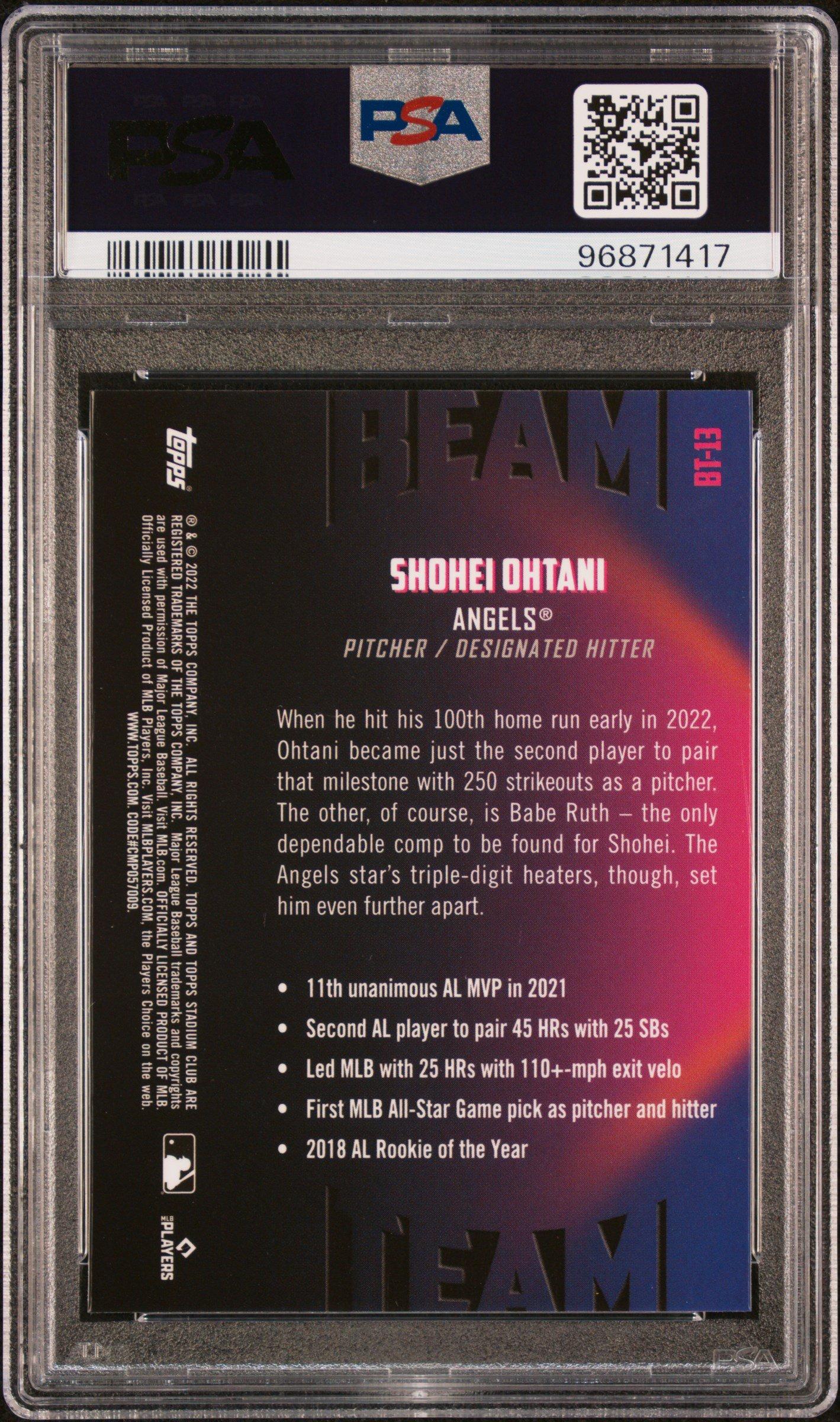 2022 Topps Stadium Club Chrome Beam Team Bt13 Shohei Ohtani PSA 10