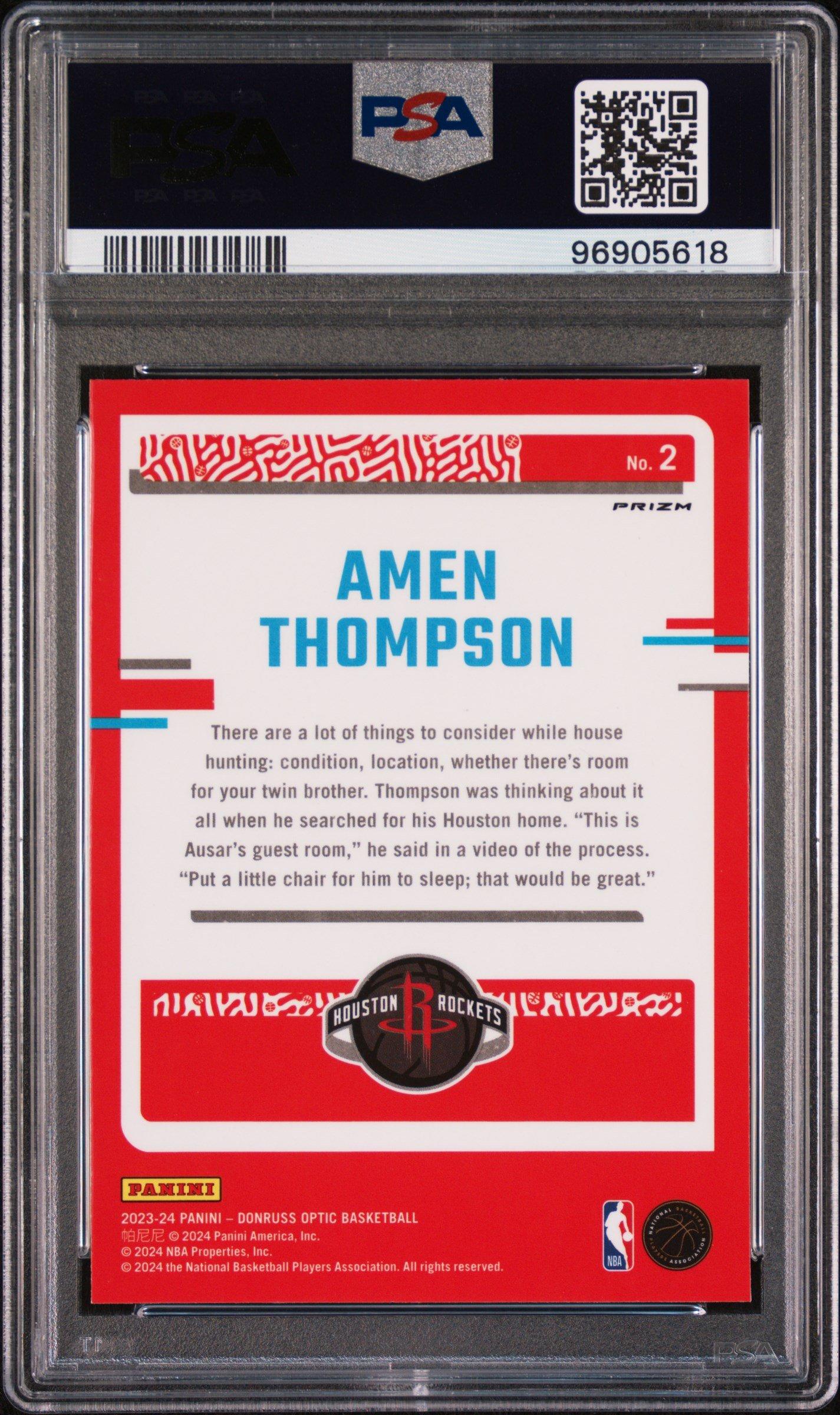 2023 Panini Donruss Optic The Rookies 2 Amen Thompson Holo PSA 10