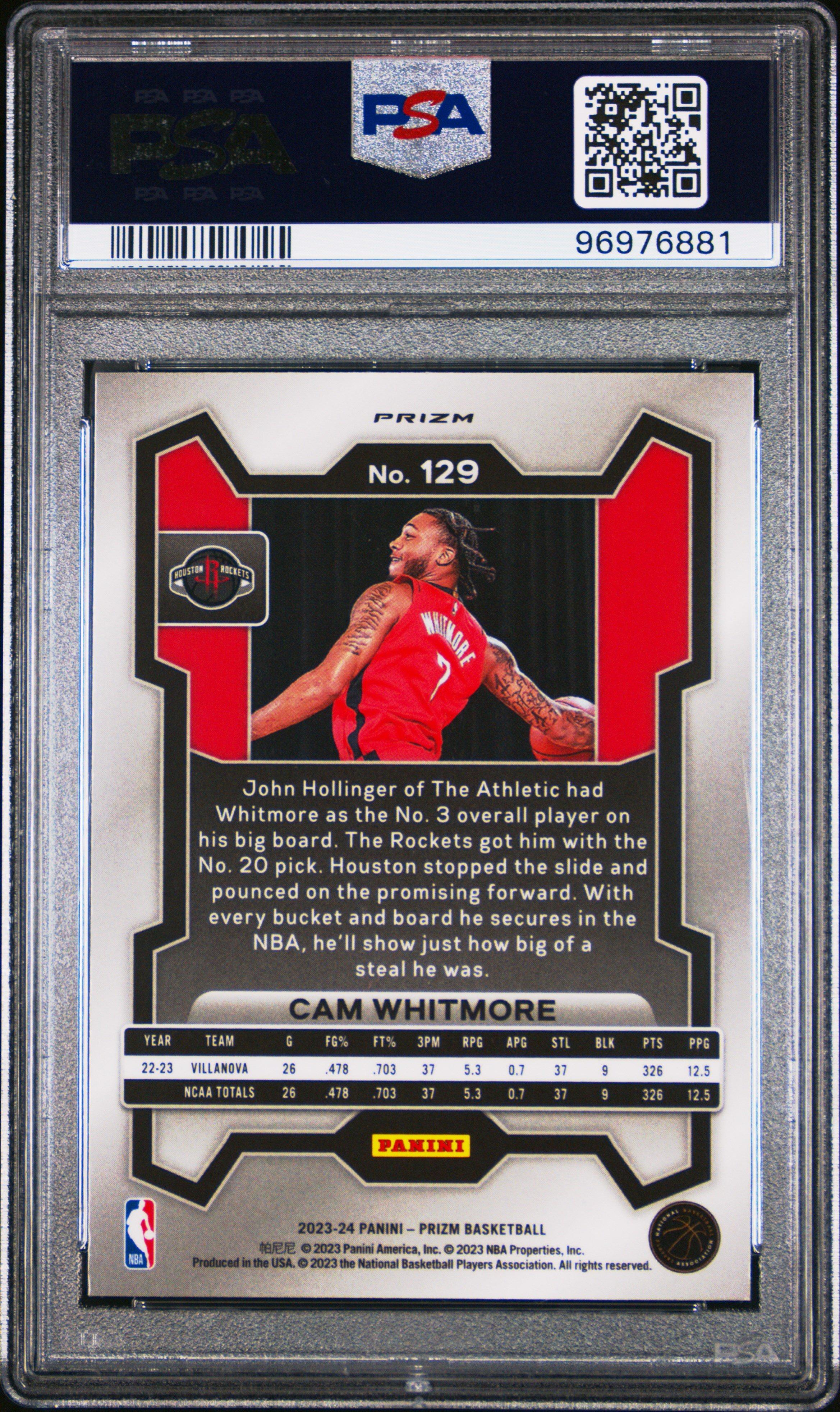 2023 Panini Prizm 129 Cam Whitmore Ice PSA 10
