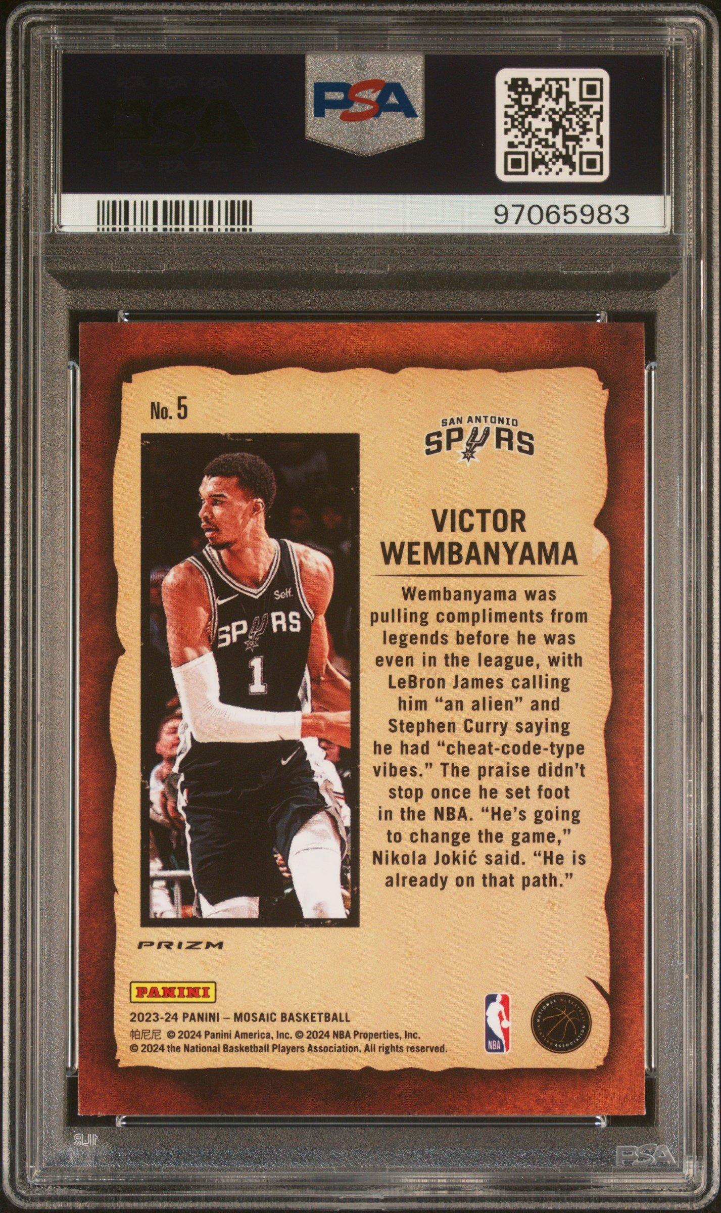 2023 Panini Mosaic Notoriety 5 Victor Wembanyama Mosaic PSA 10