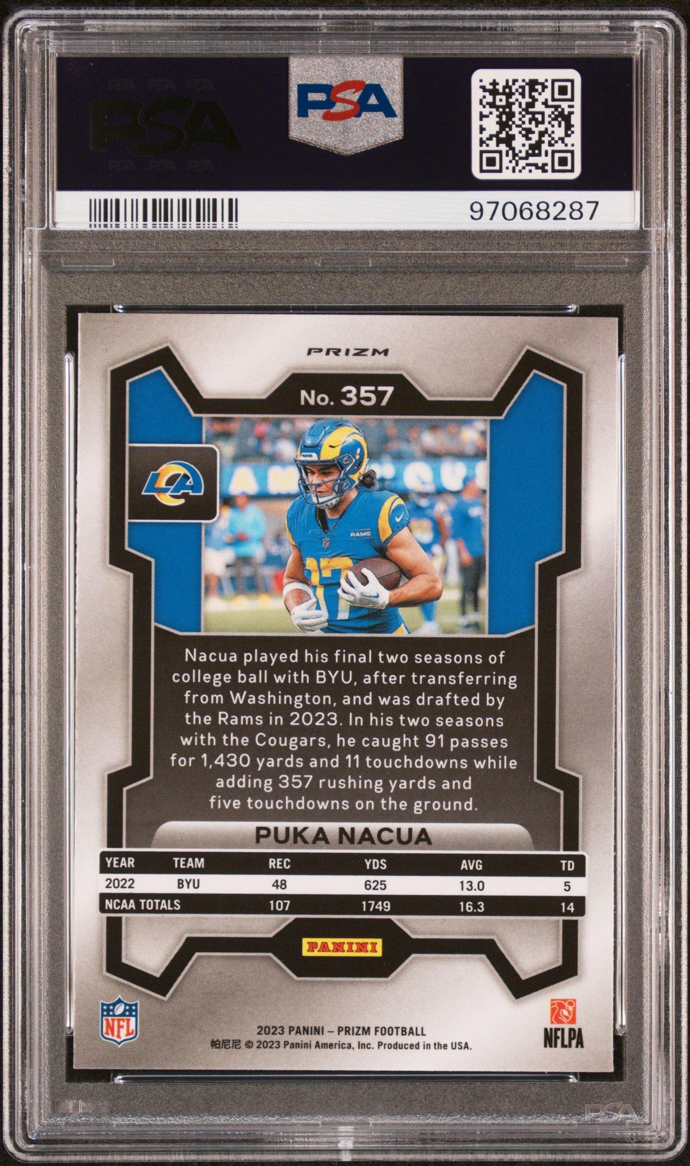 2023 Panini Prizm 357 Puka Nacua Green Prizm PSA 10