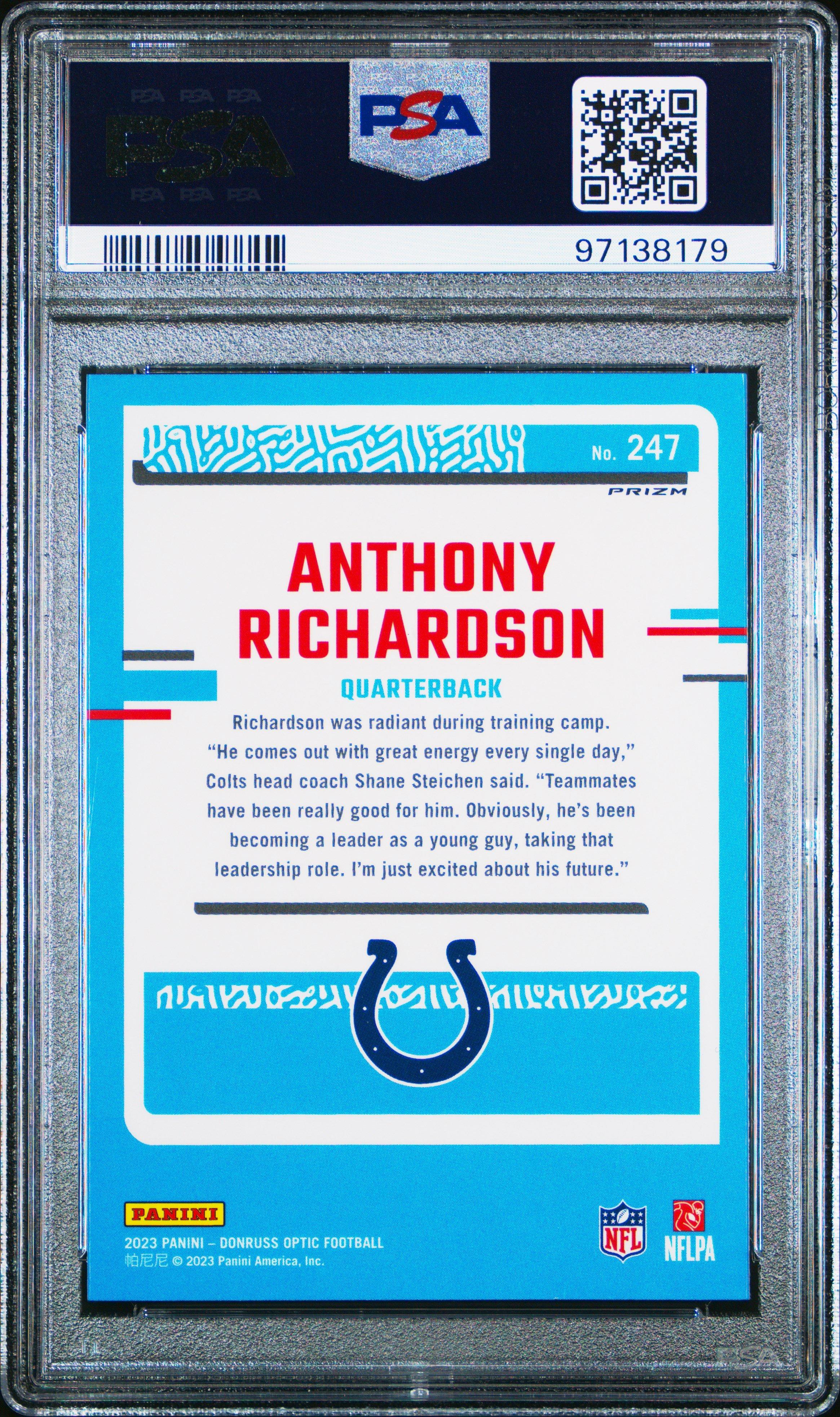 2023 Panini Donruss Optic 247 Anthony Richardson Freedom PSA