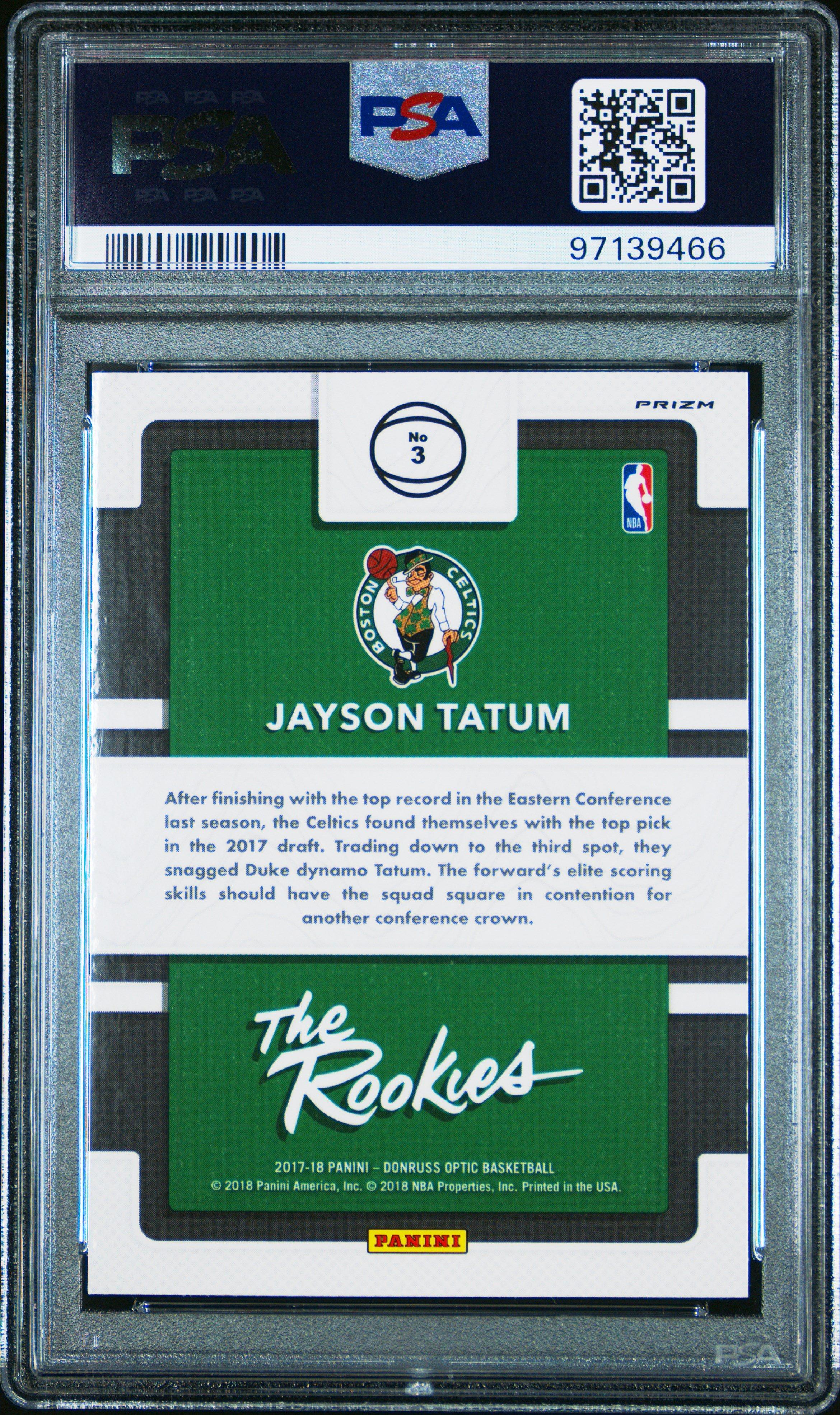 2017 Panini Donruss Optic The Rookies 3 Jayson Tatum Fast Break Holo PSA 10