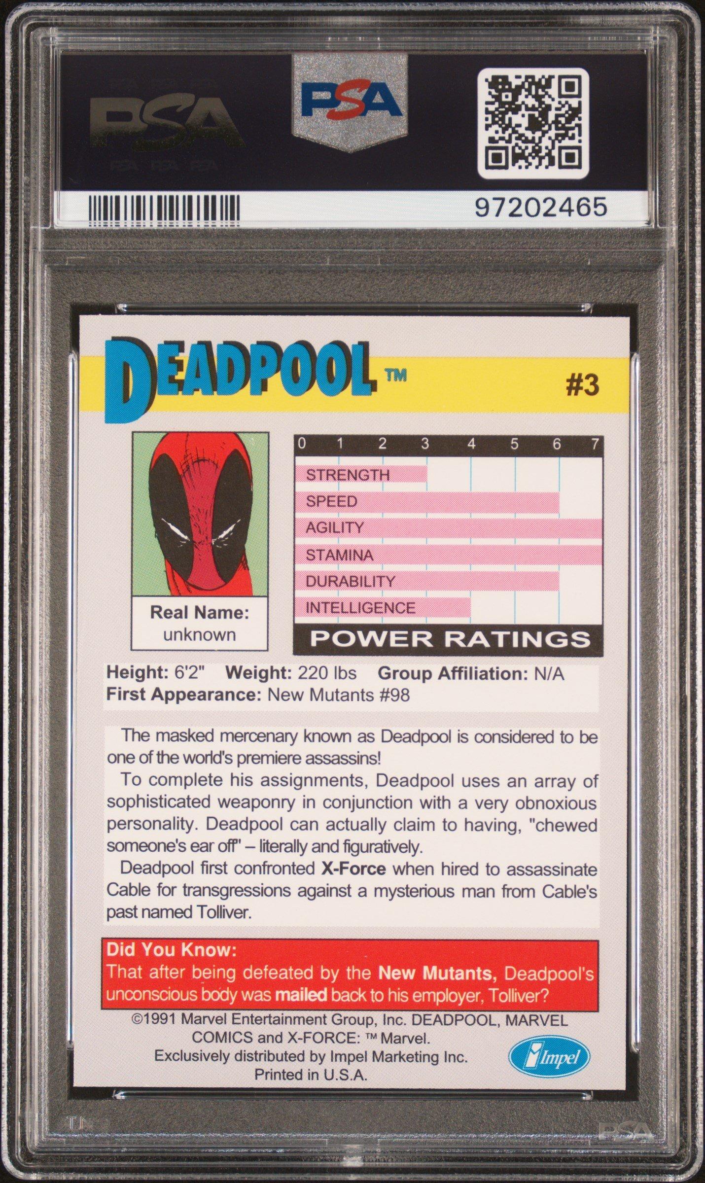 1991 Impel X-force Promo 3 Deadpool PSA 9