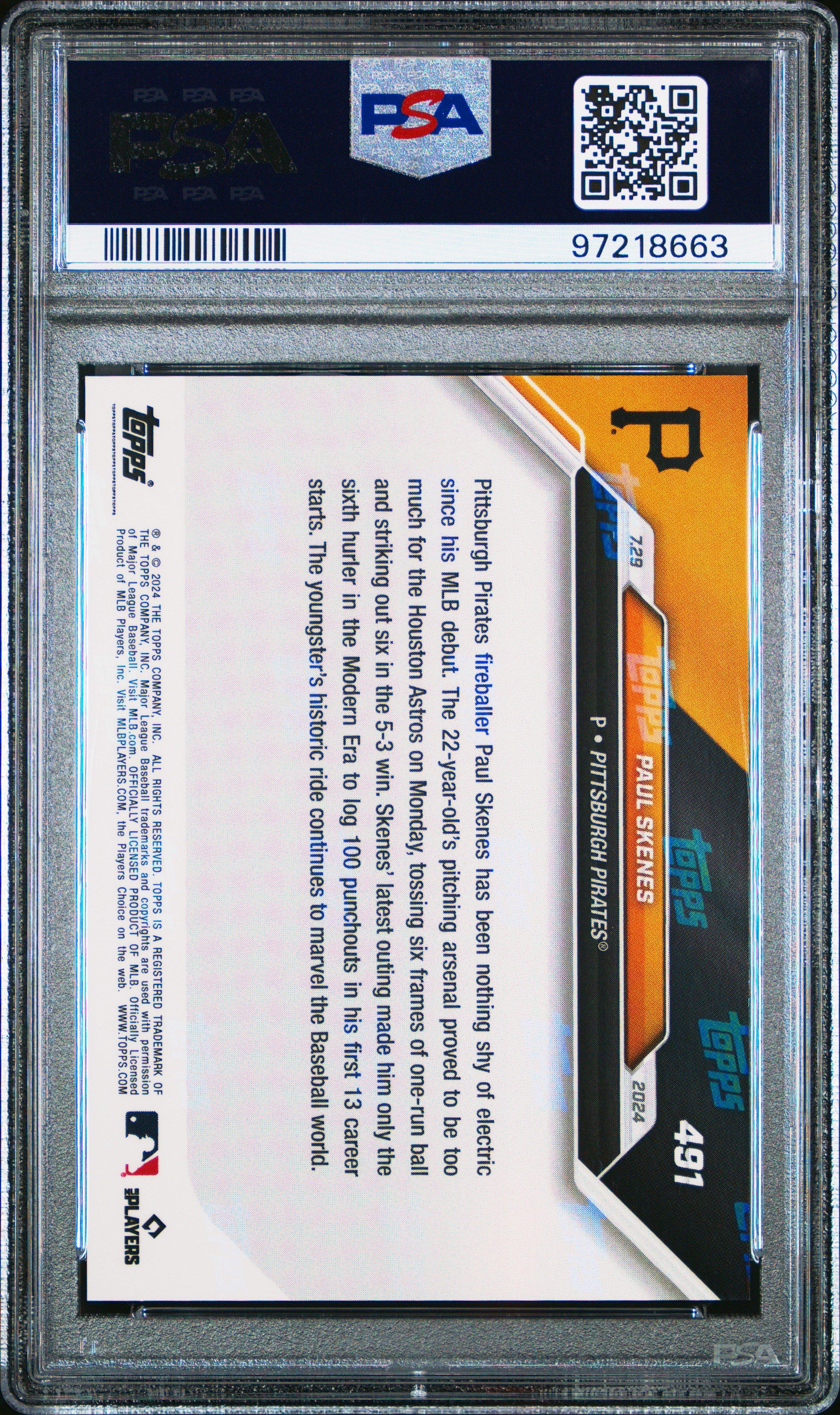 2024 Topps Now 491 Paul Skenes PSA 10