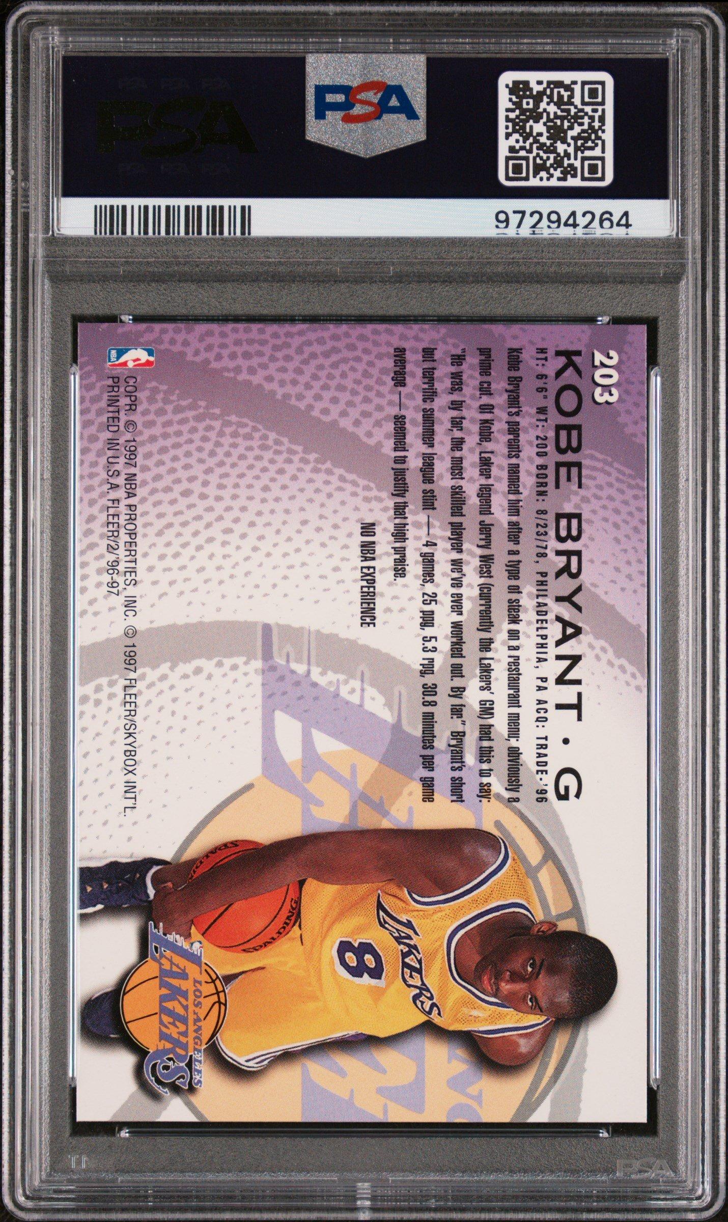 1996 Fleer 203 Kobe Bryant PSA 9