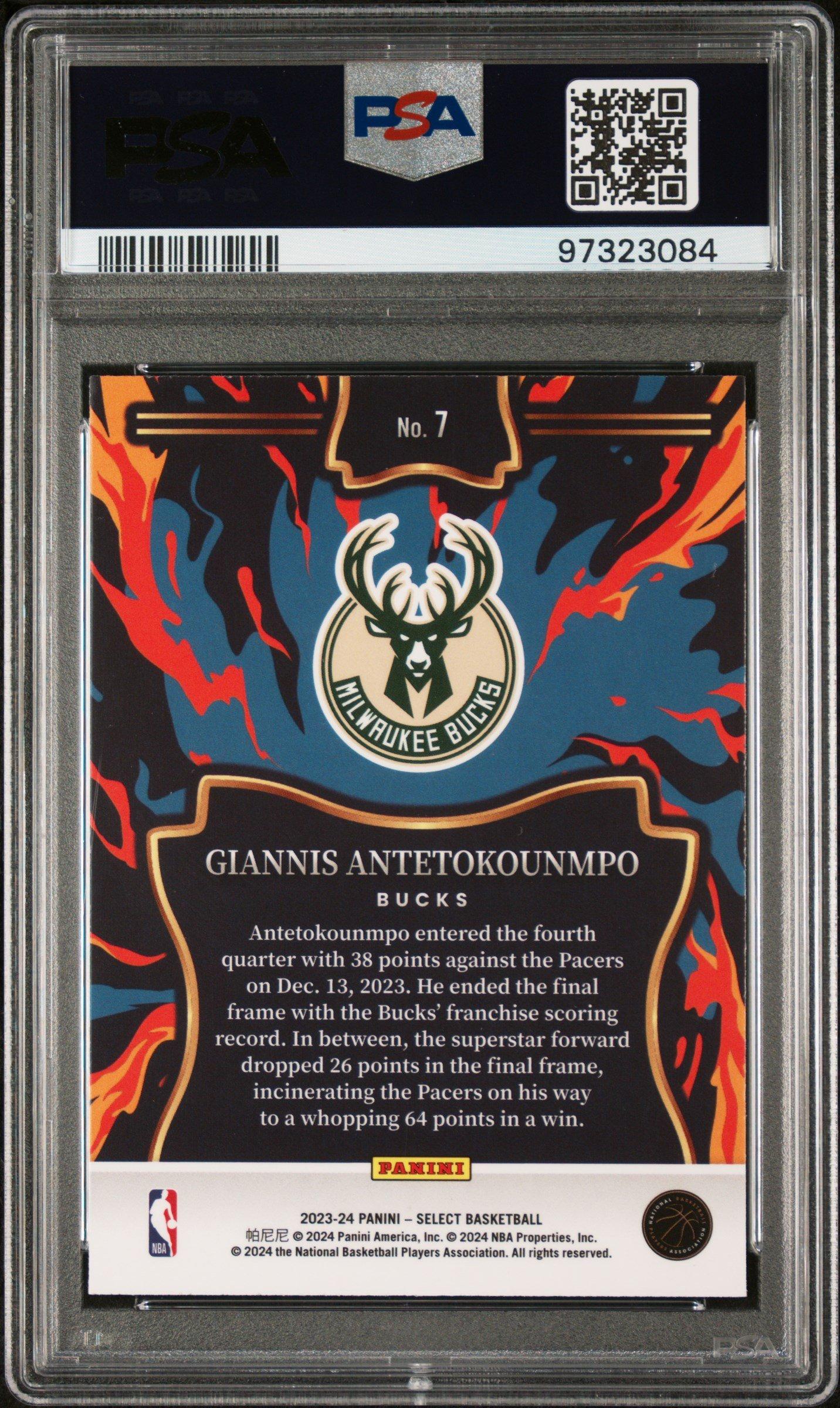 2023 Panini Select En Fuego 7 Giannis Antetokounmpo PSA 10