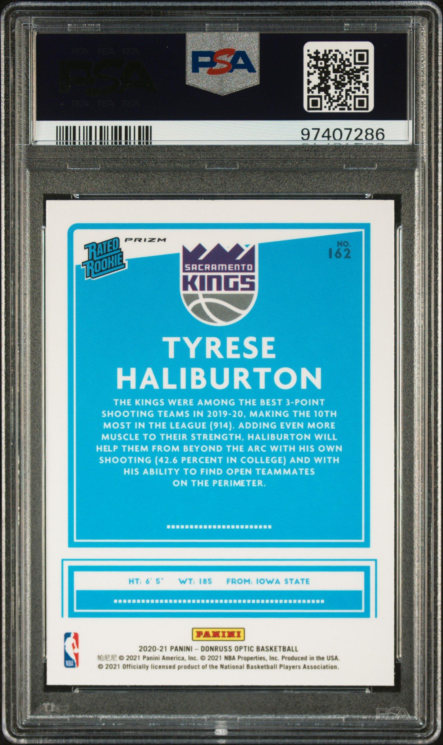 2020 Panini Donruss Optic 162 Tyrese Haliburton Choice PSA 10