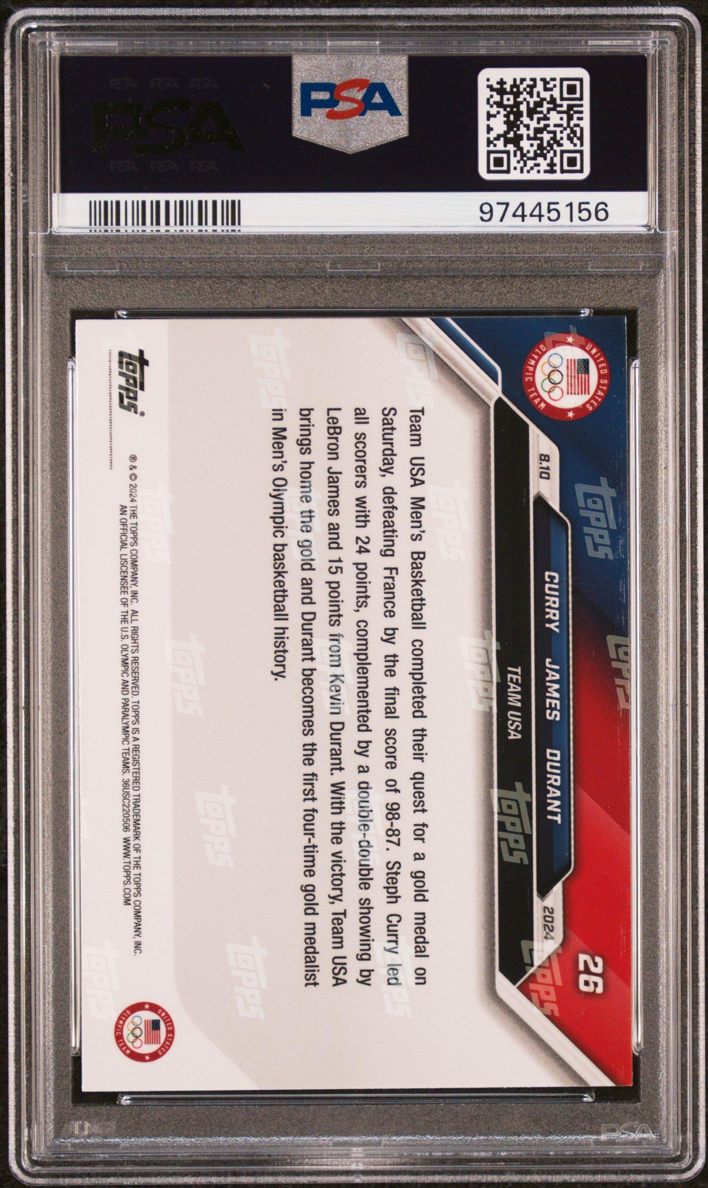 2024 Topps Now Olympic Games 26 Kevin Durant/lebron James/steph Curry PSA 9