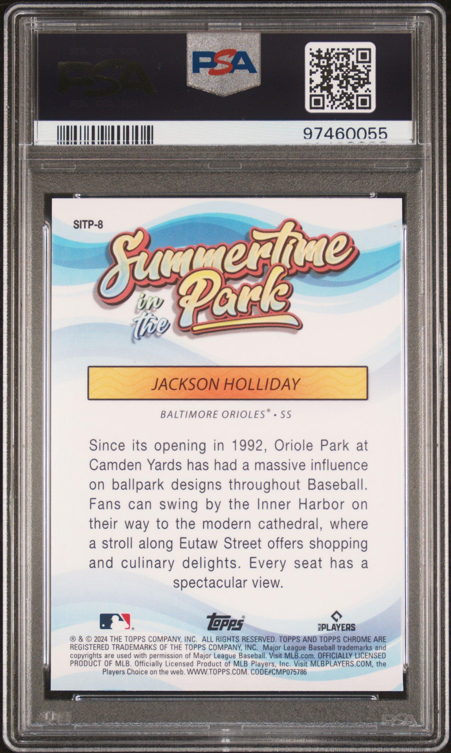 2024 Topps Chrome Summertime In The Park 8 Jackson Holliday PSA 10