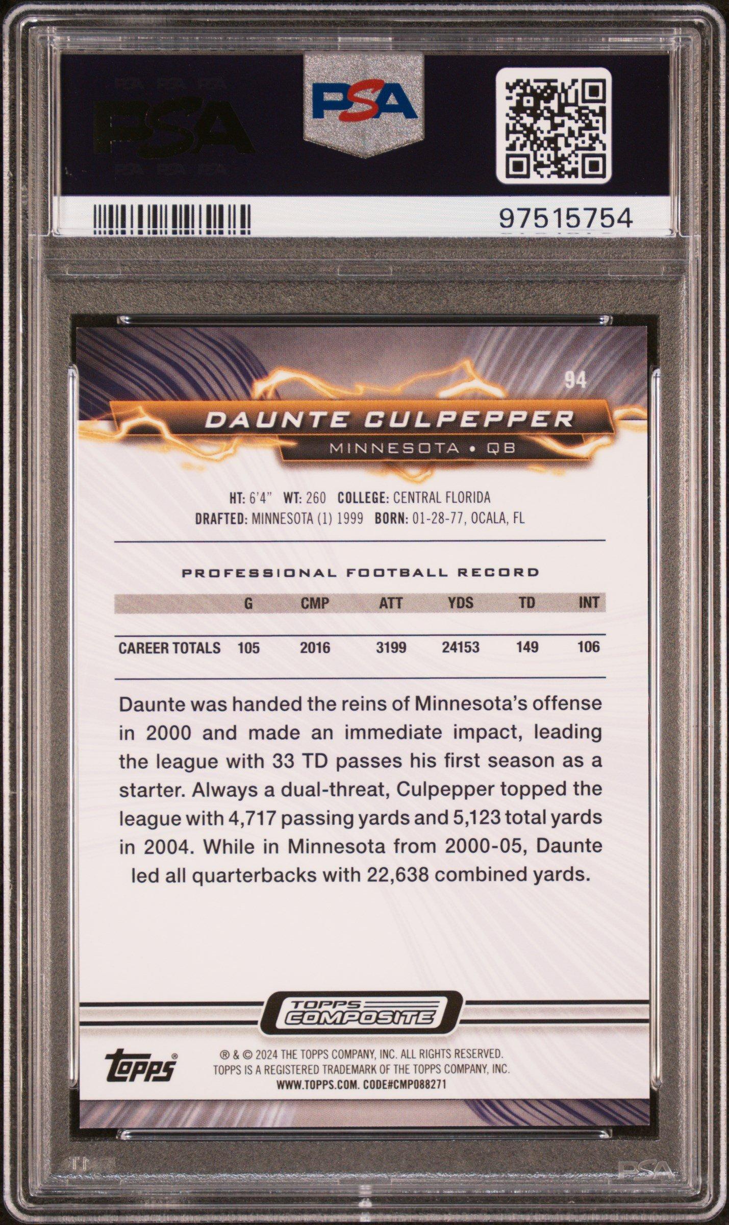 2023 Topps Composite 94 Daunte Culpepper Surge PSA 10