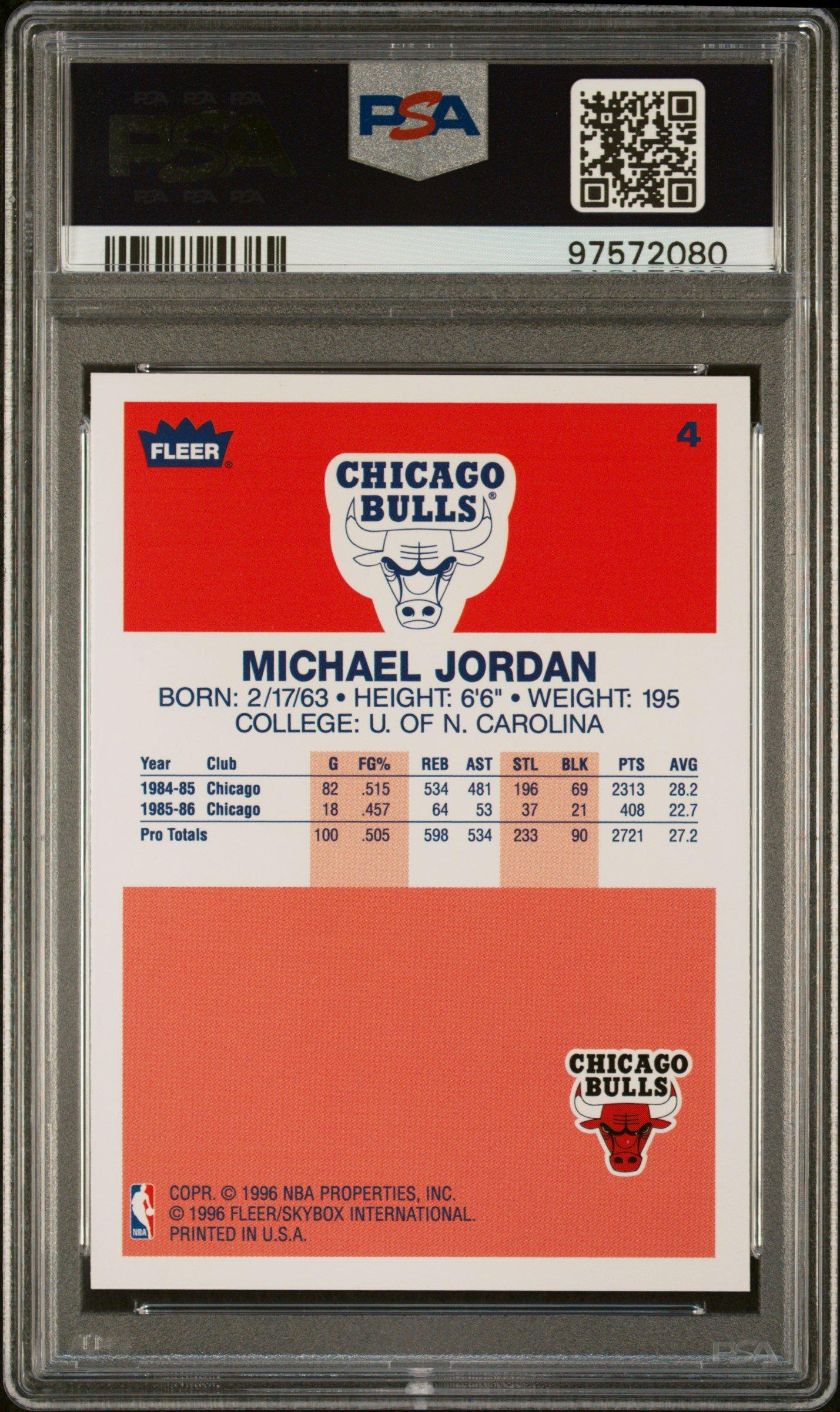 1996 Fleer Decade Of Excellence 4 Michael Jordan PSA 10 Graded