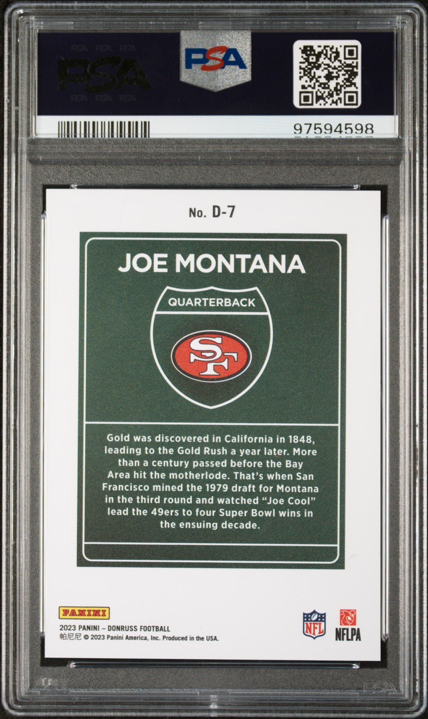 2023 Panini Donruss Downtown! D7 Joe Montana PSA 9