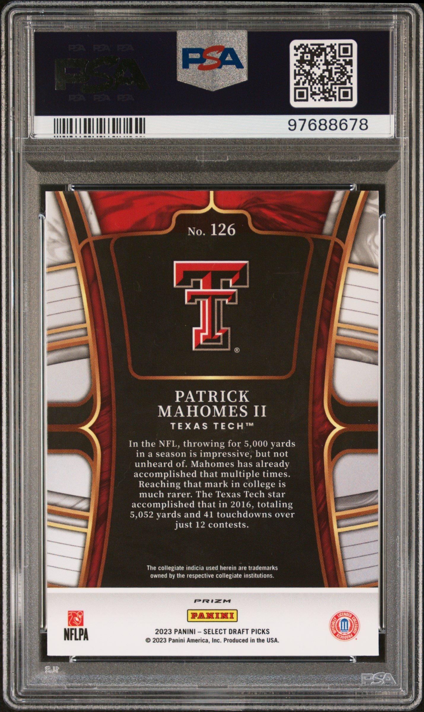 2023 Panini Select Draft Picks 126 Patrick Mahomes Ii Silver Prizm PSA 10