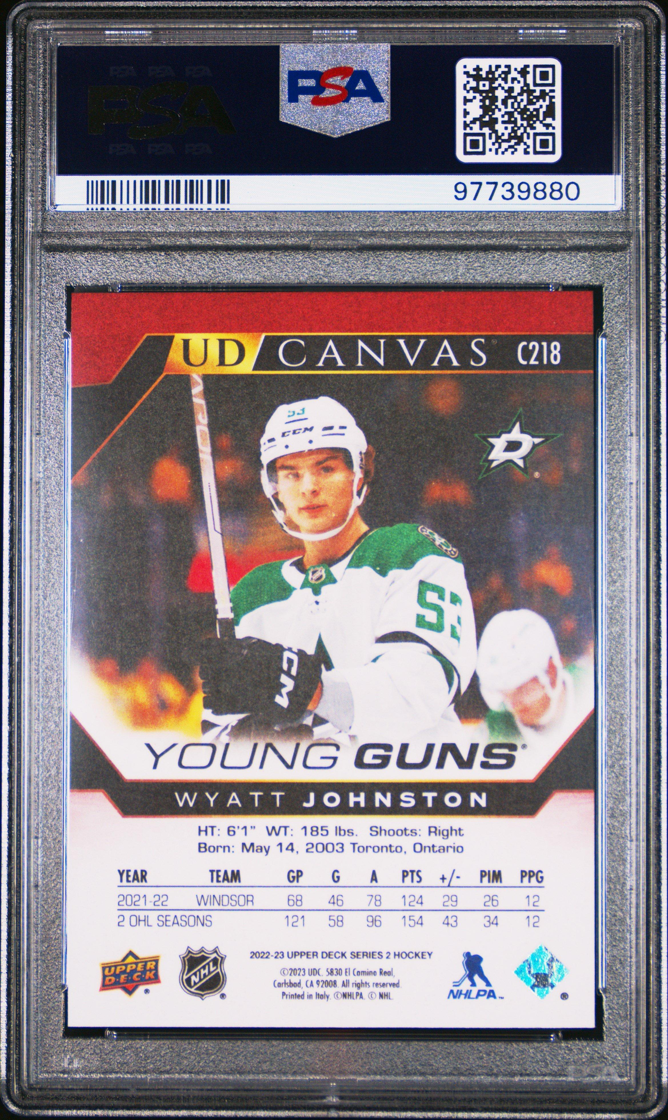 2022 Upper Deck Ud Canvas C218 Wyatt Johnston PSA 10