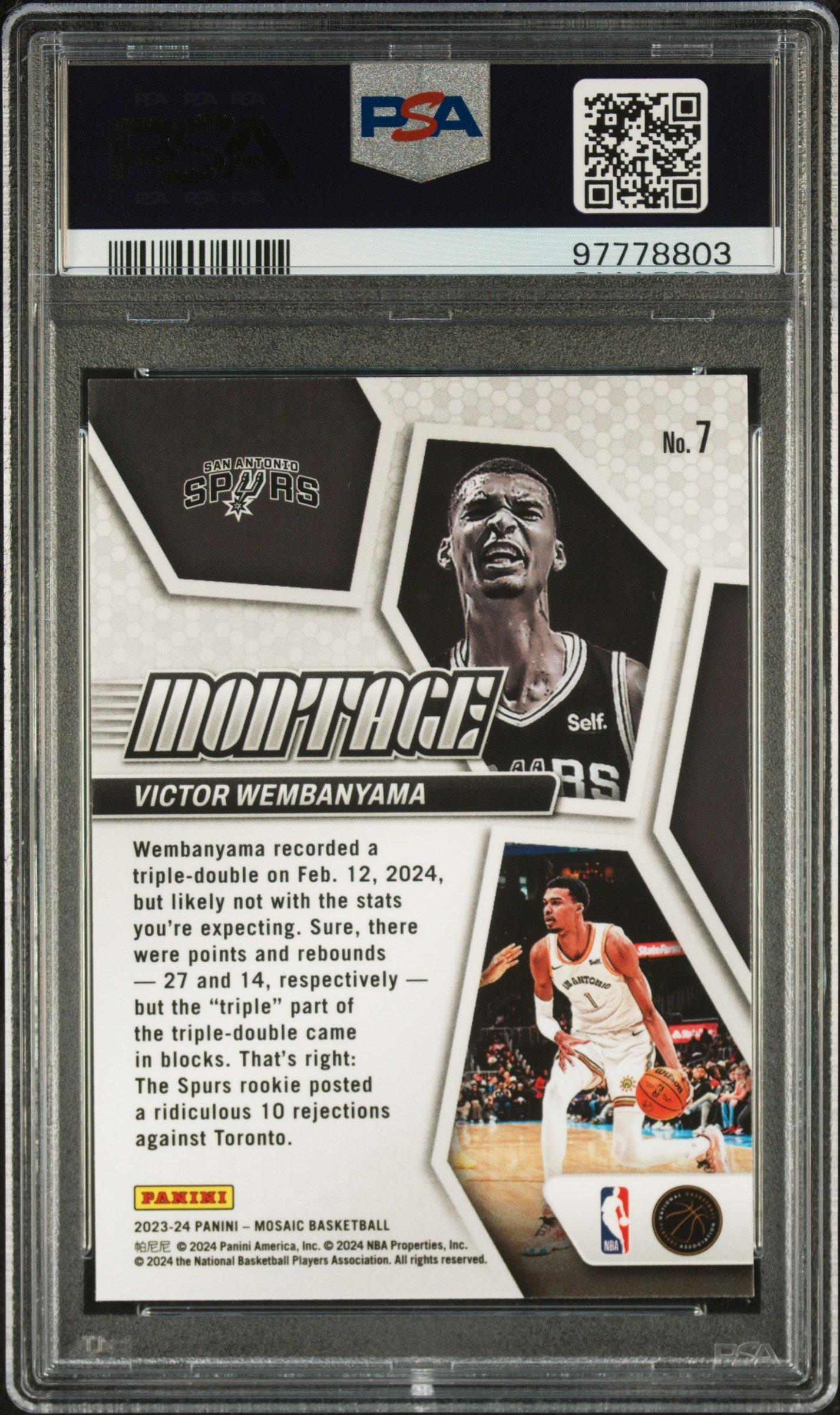 2023 Panini Mosaic Montage 7 Victor Wembanyama PSA 10