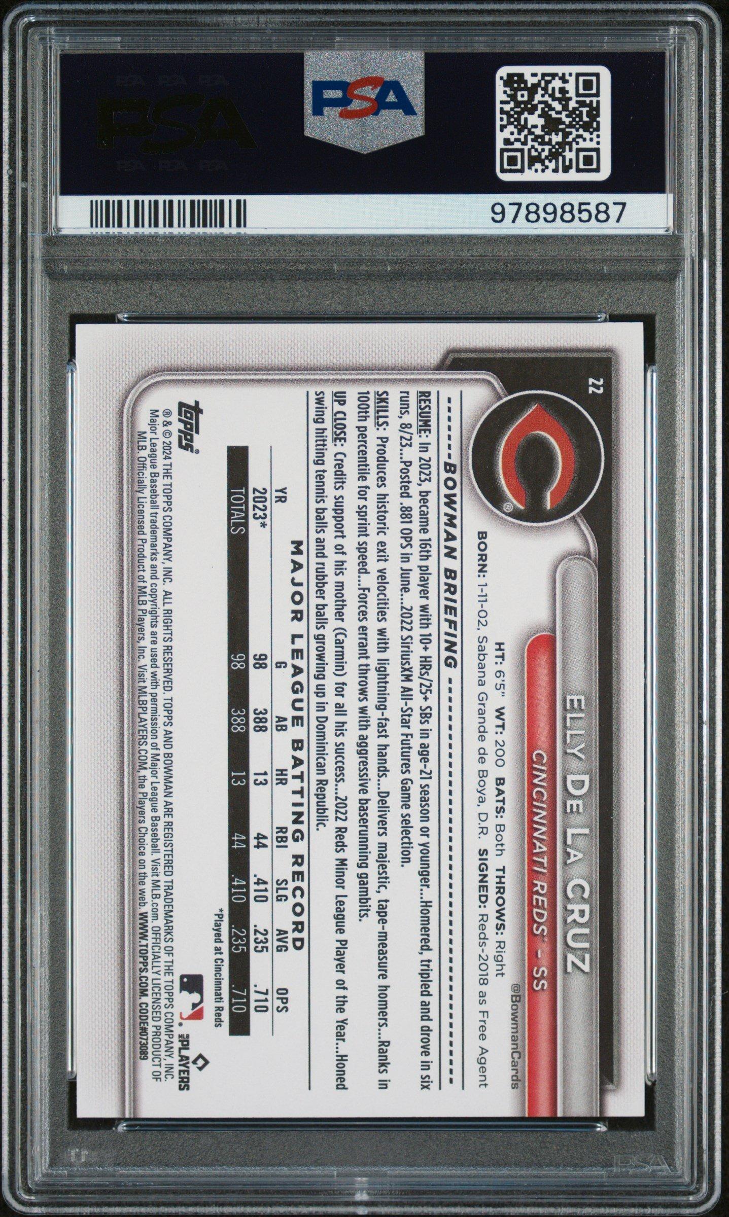 2024 Bowman 22 Elly De La Cruz PSA 10 GameStop