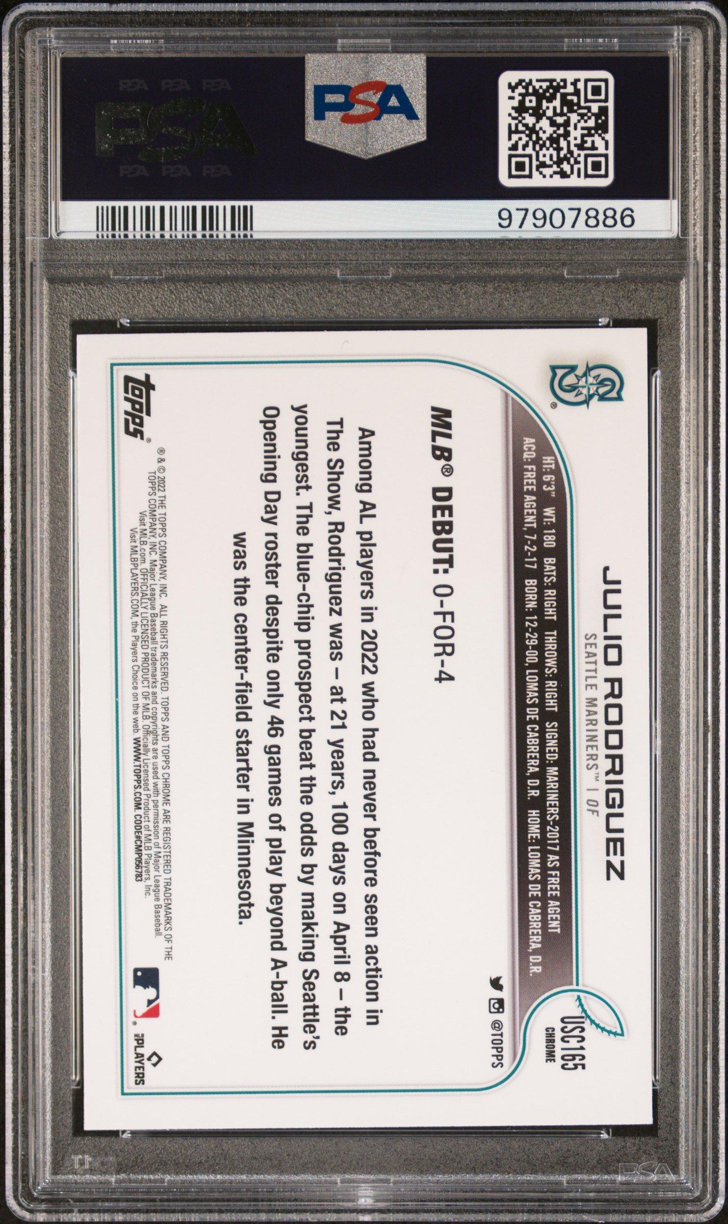 2022 Topps Chrome Update Usc165 Julio Rodriguez PSA 10