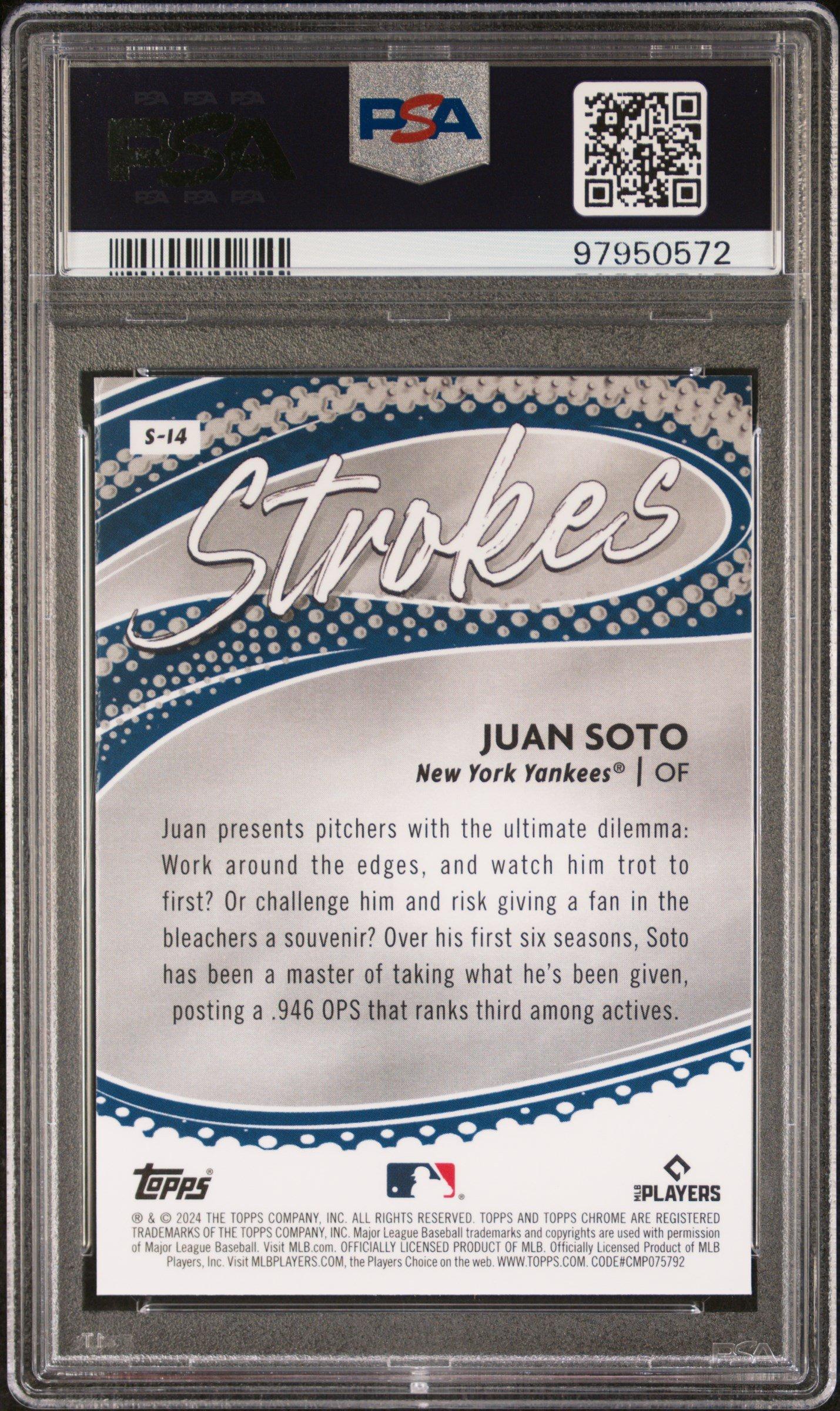 2024 Topps Chrome Strokes S14 Juan Soto PSA 10