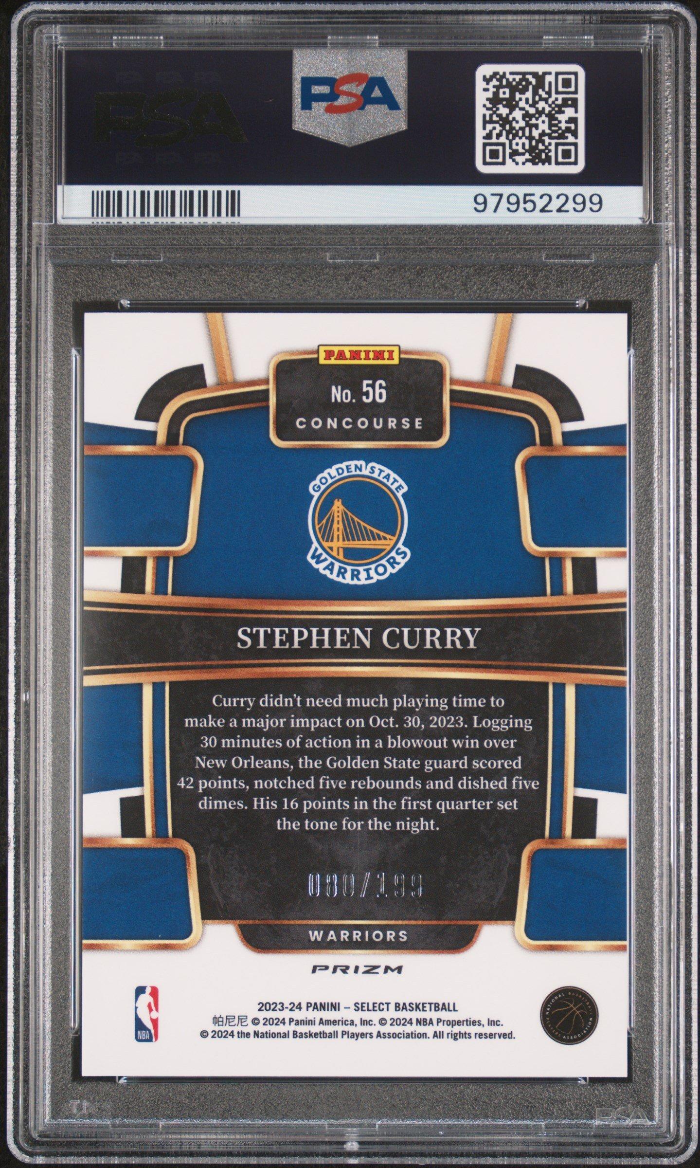 2023 Panini Select 56 Stephen Curry Red Prizm PSA 10