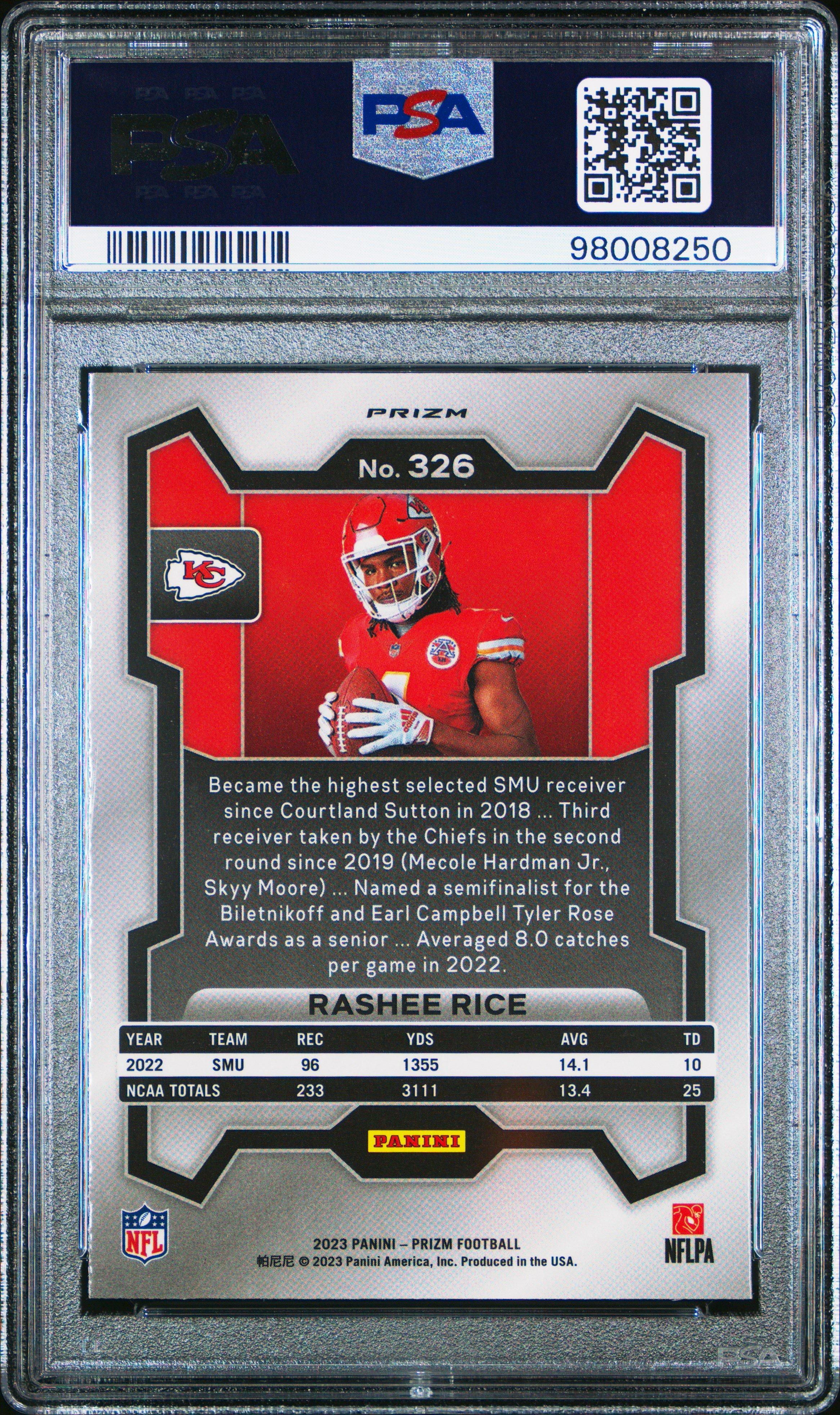 2023 Panini Prizm 326 Rashee Rice Variation-no Huddle PSA 10