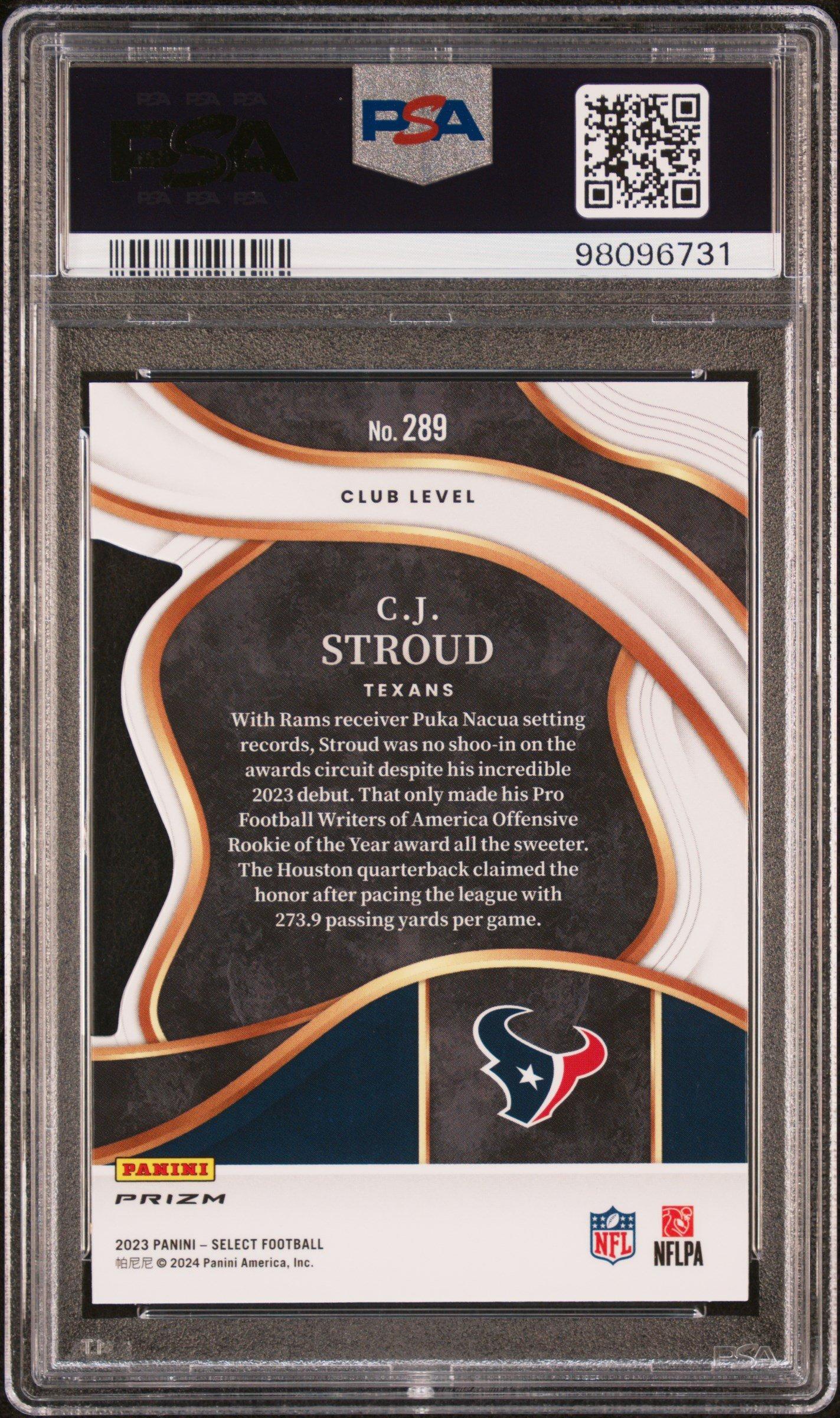2023 Panini Select 289 Cj Stroud Die-cut Red & Yellow Prizm PSA 10