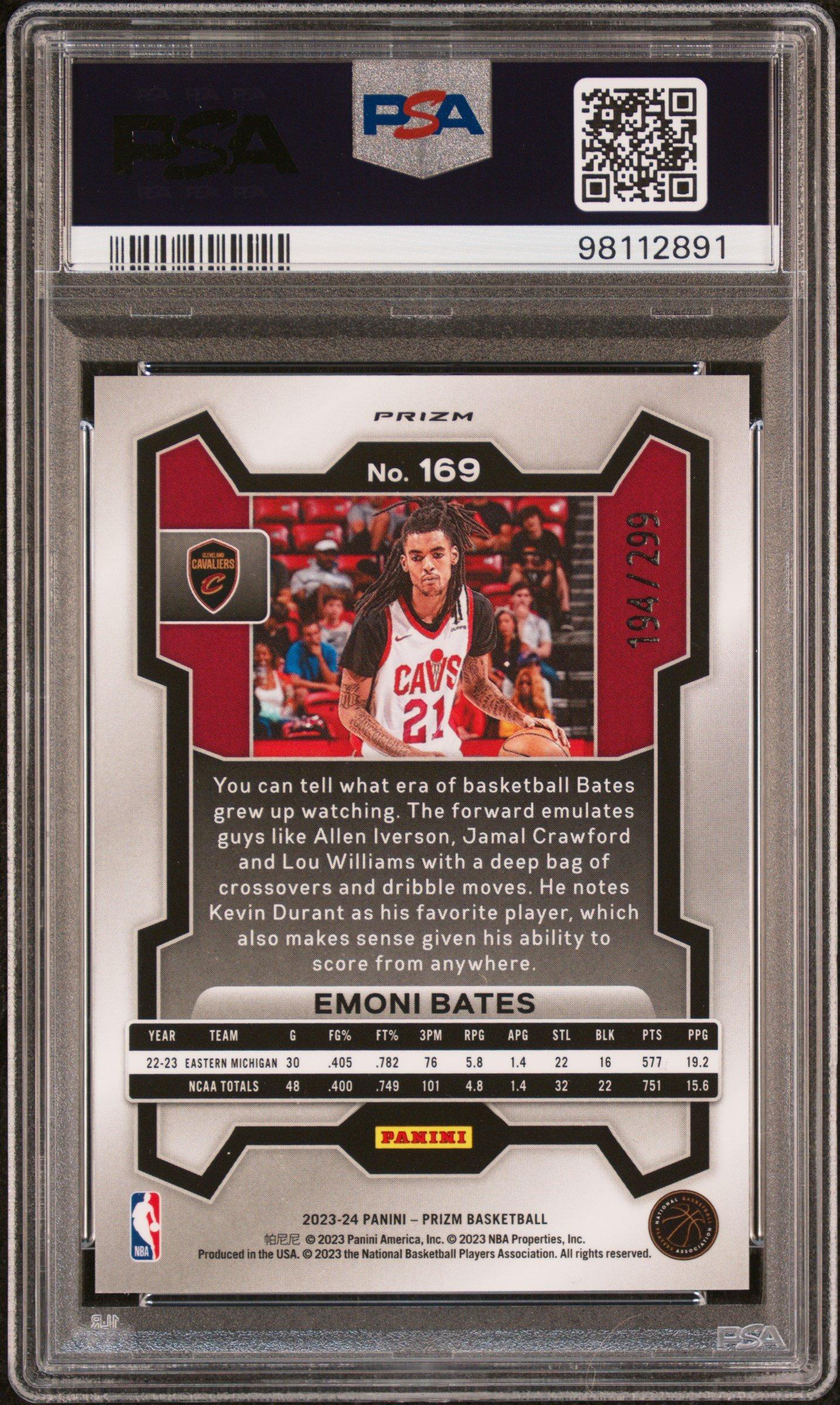 2023 Panini Prizm 169 Emoni Bates Red Prizm PSA 9
