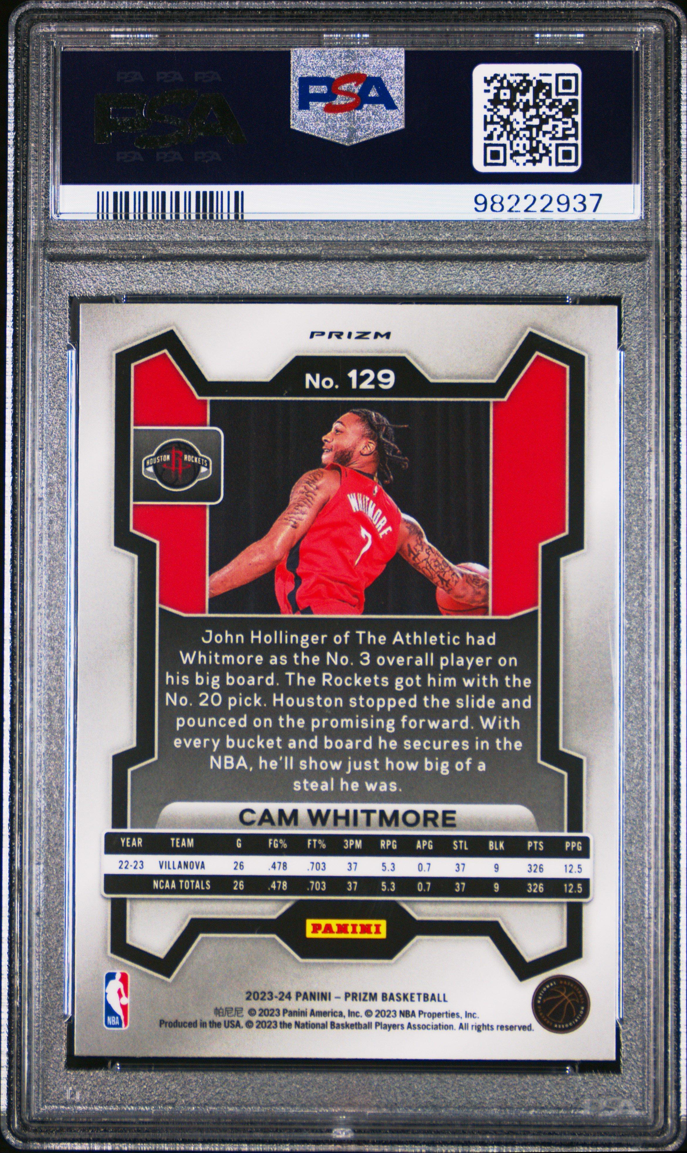 2023 Panini Prizm 129 Cam Whitmore Red Ice PSA 10