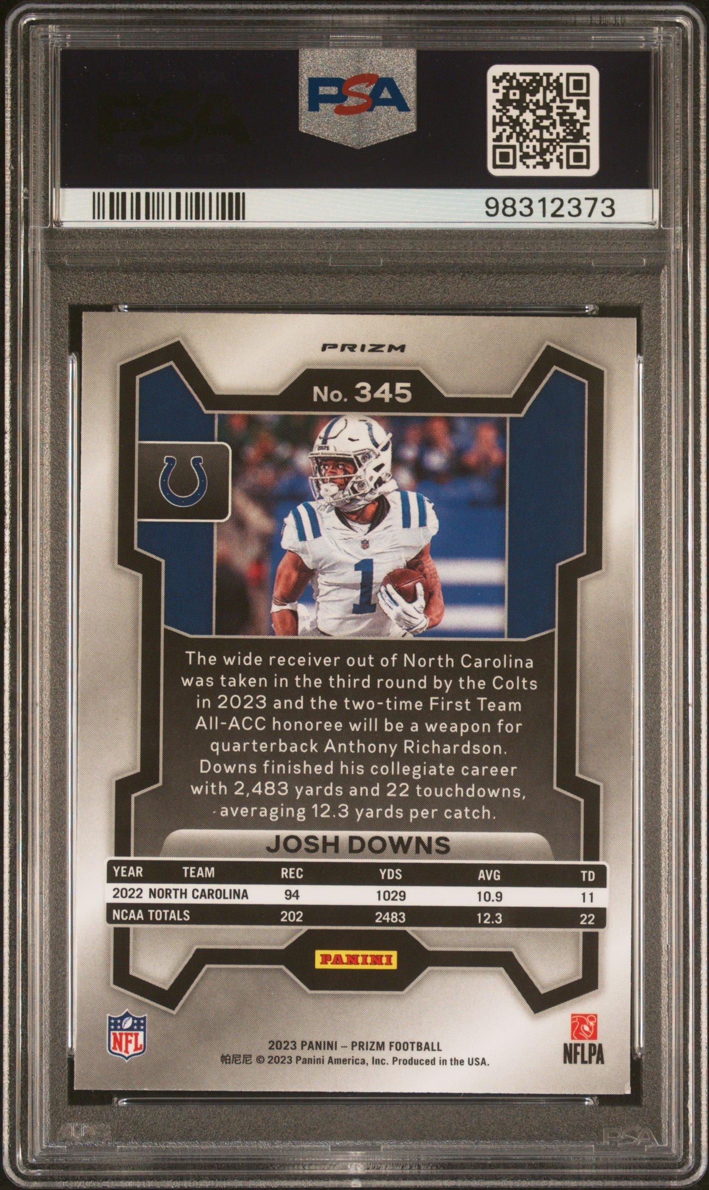 2023 Panini Prizm 345 Josh Downs Blue Prizm PSA 9