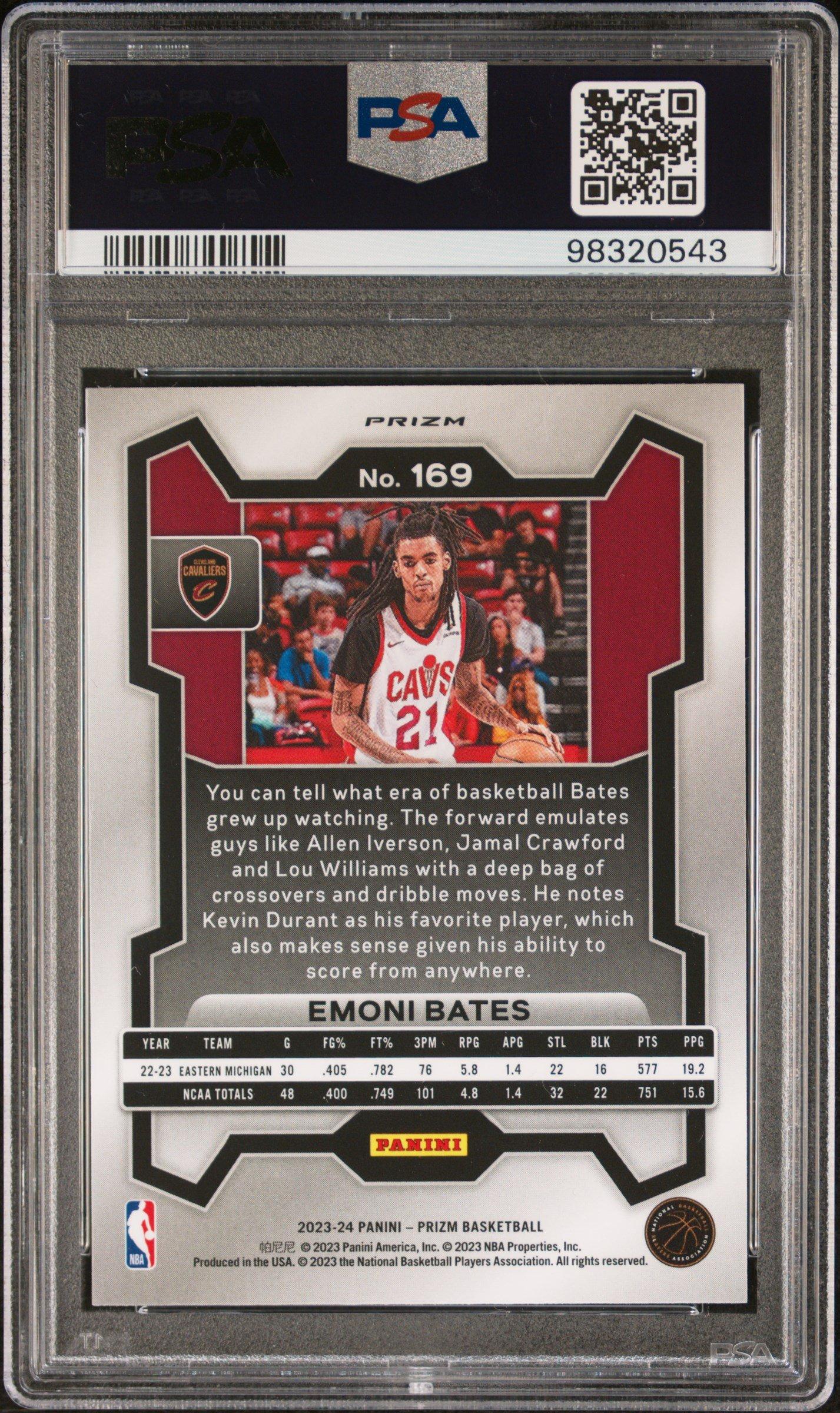 2023 Panini Prizm 169 Emoni Bates Red Sparkle PSA 10