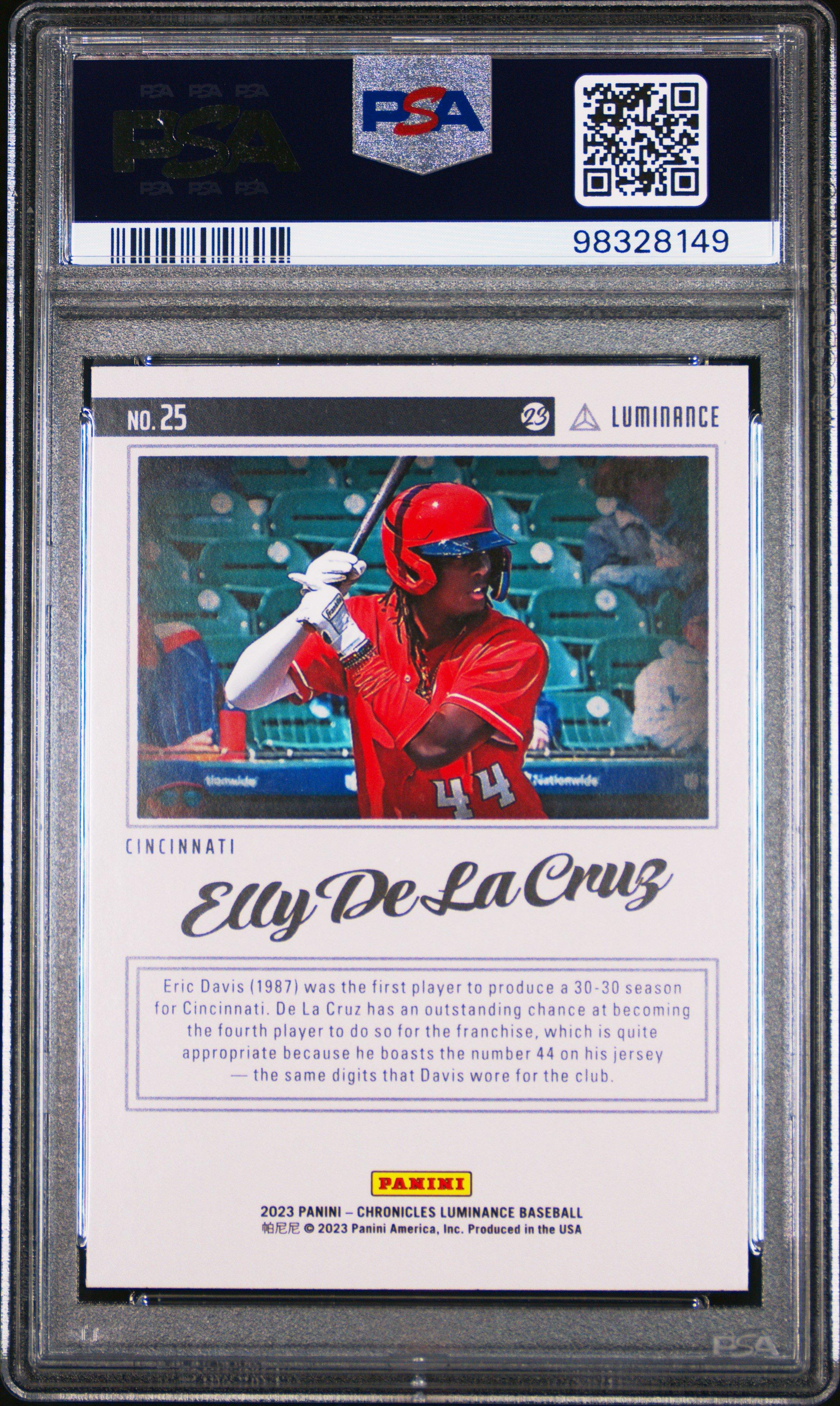 2023 Panini Chronicles Luminance 25 Elly De La Cruz PSA 10