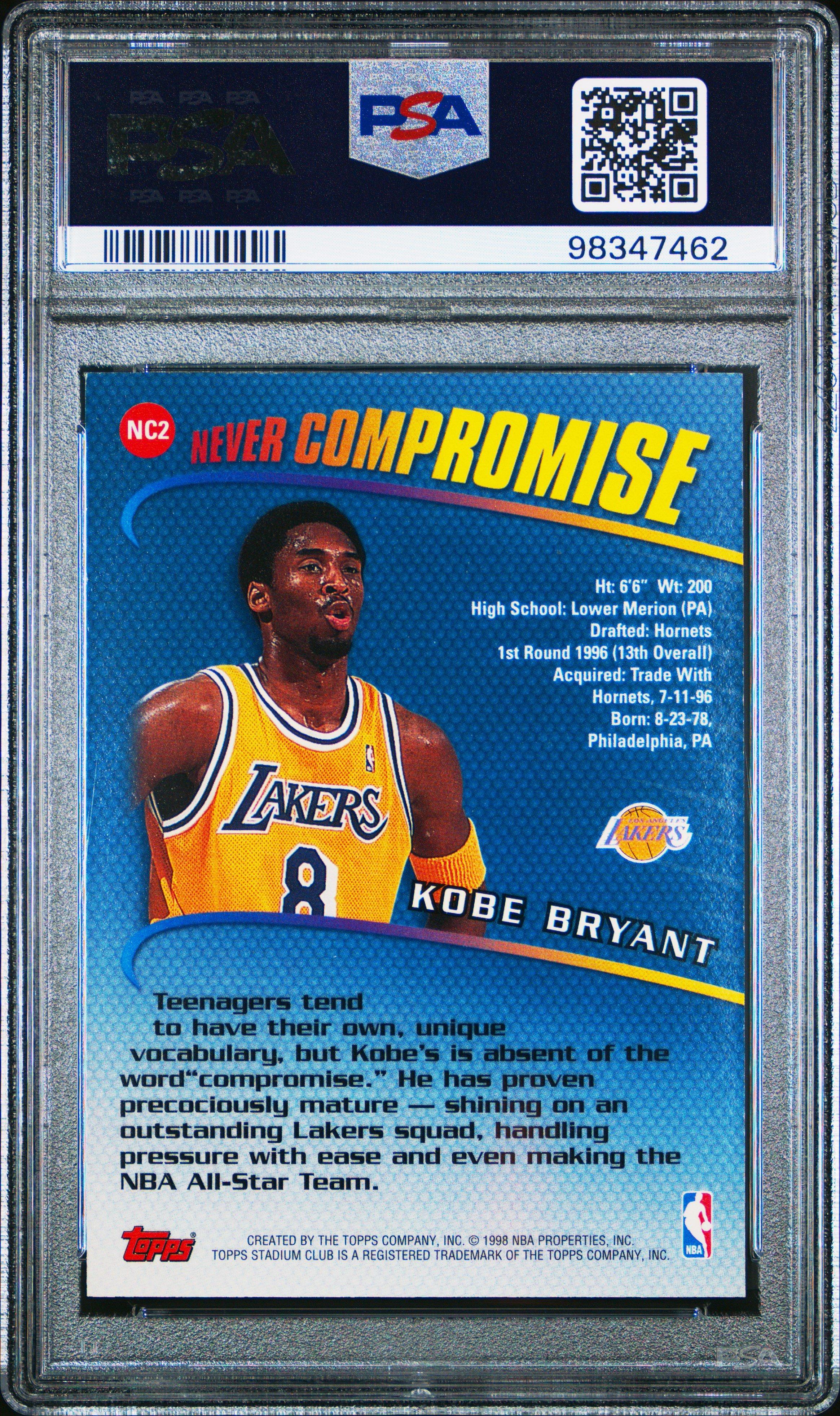 1998 Stadium Club Never Compromise Nc2 Kobe Bryant PSA 9