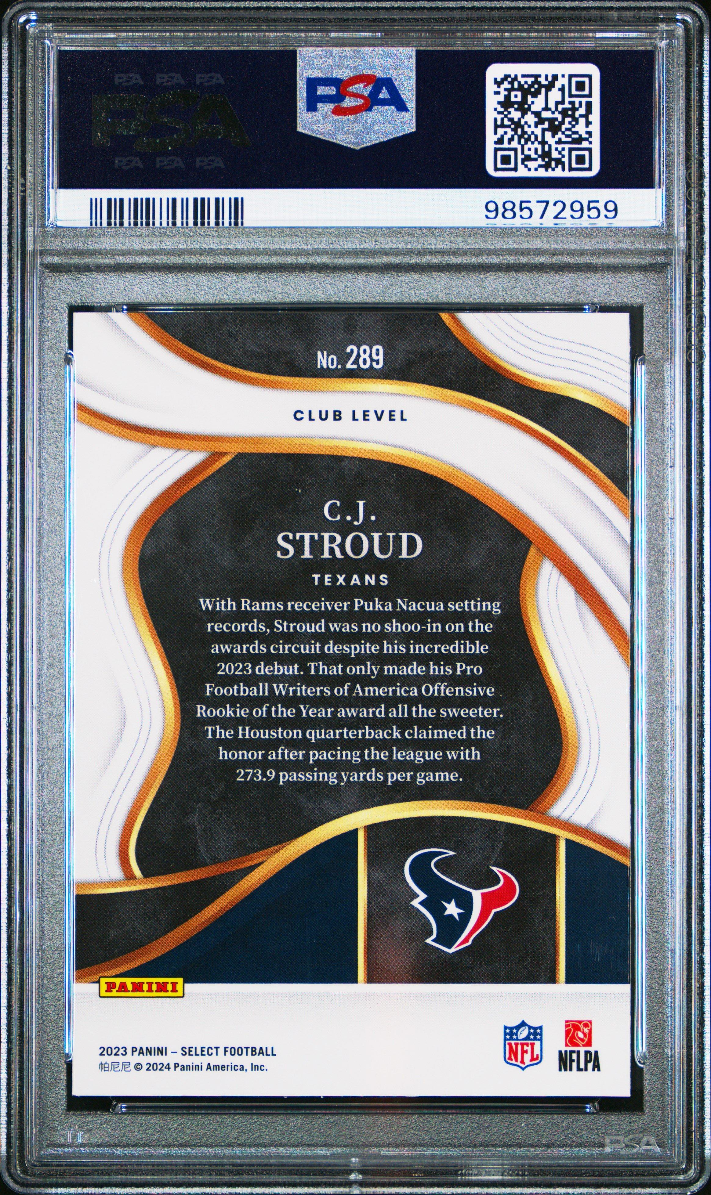2023 Panini Select 289 Cj Stroud PSA 9